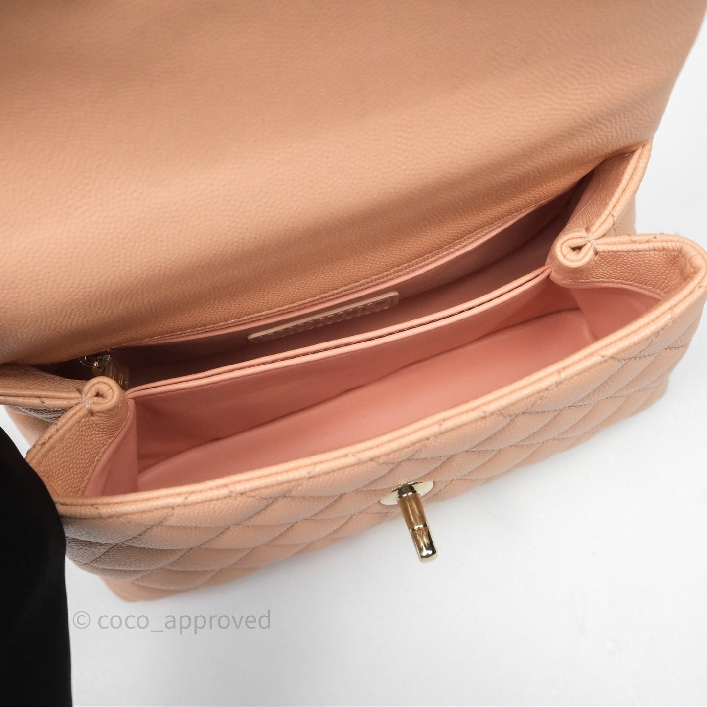 Chanel Small Coco Handle Quilted Pink Beige Caviar Gold Hardware