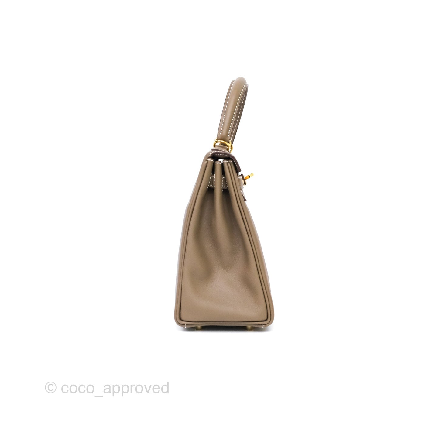 Hermès Retourne Kelly 25 Etoupe 18 Swift Gold Hardware