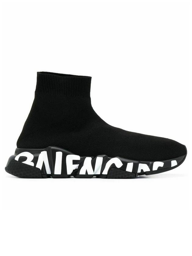 Luxury Balenciaga Speedrunner Graffiti Logo Sole High Top Sneakers Black White