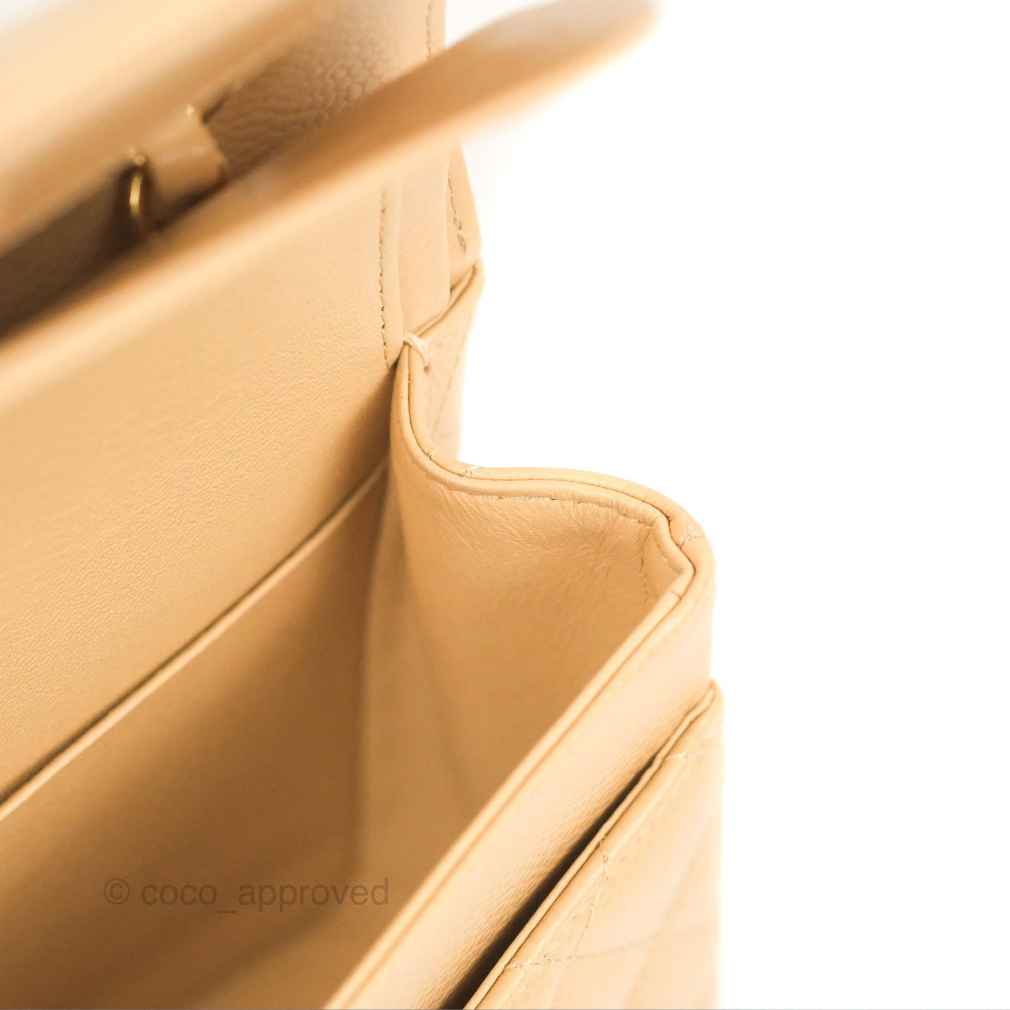 Chanel Classic M/L Medium Flap Quilted Beige Caviar Gold Hardware