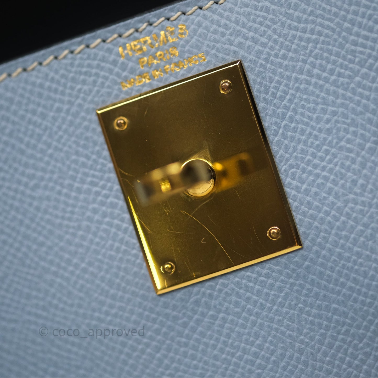Hermès Kelly II 28 Sellier Bleu Lin J7 Epsom Gold Hardware