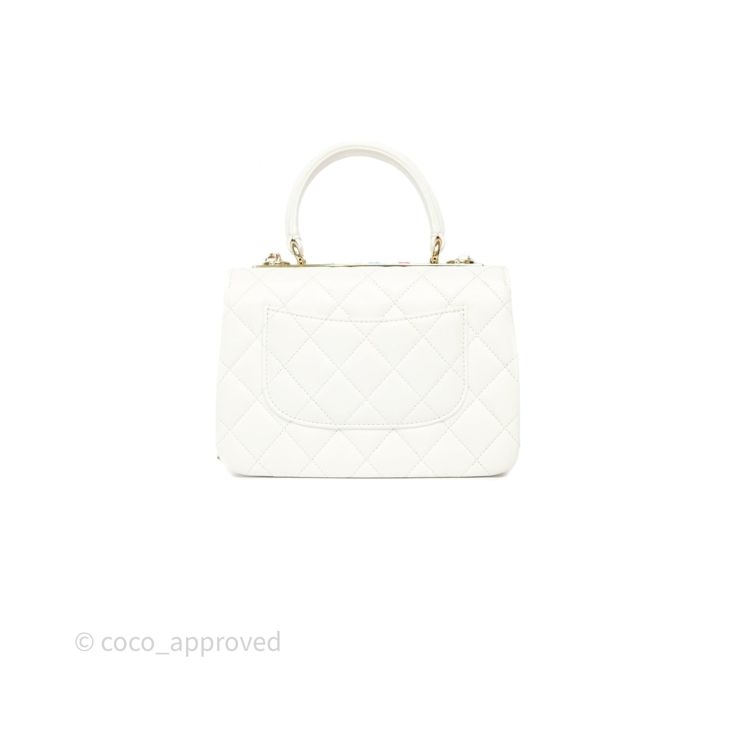 Chanel Mini Trendy CC Handle Bag Lacquered Logo White Lambskin