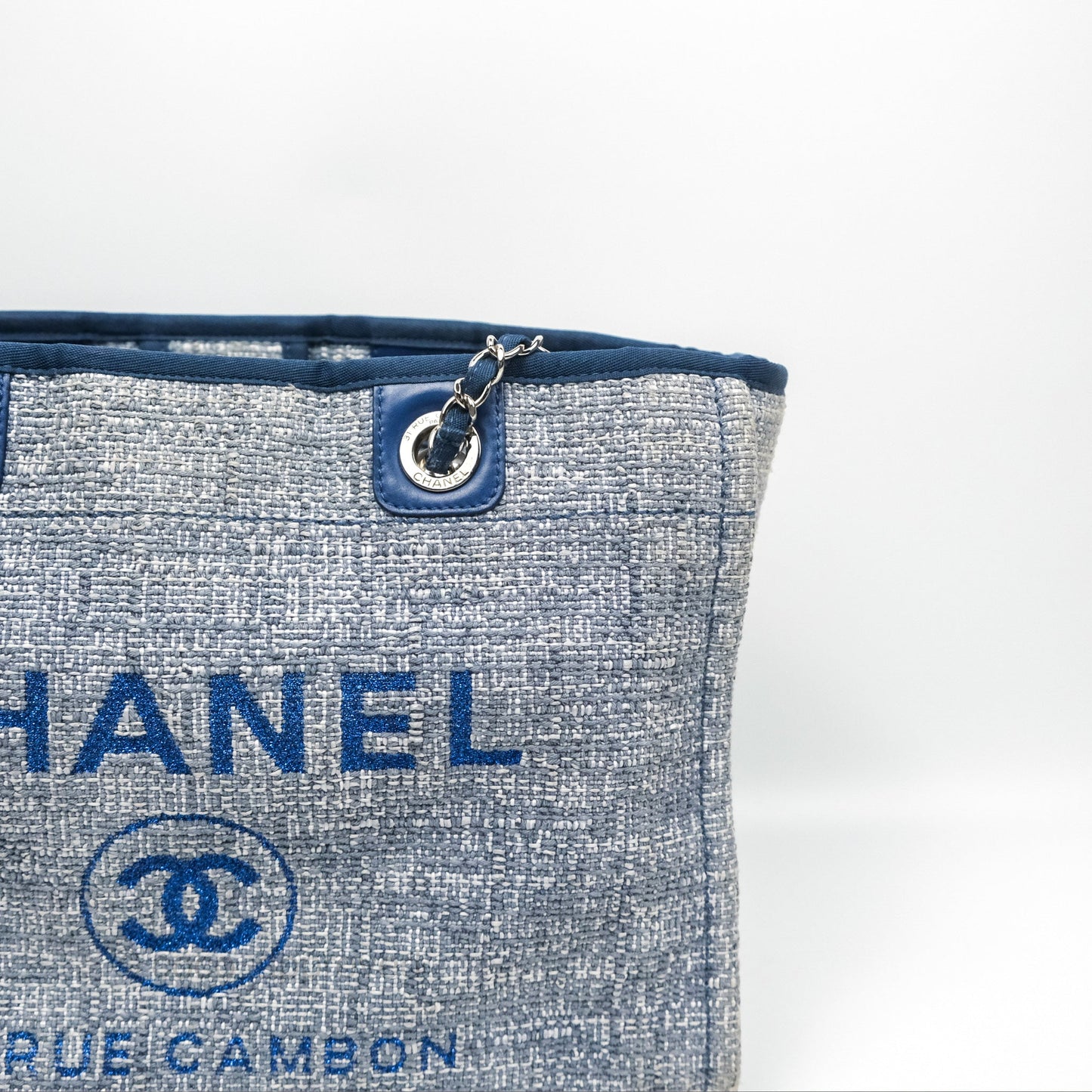 Chanel Medium Deauville Tote Blue Canvas