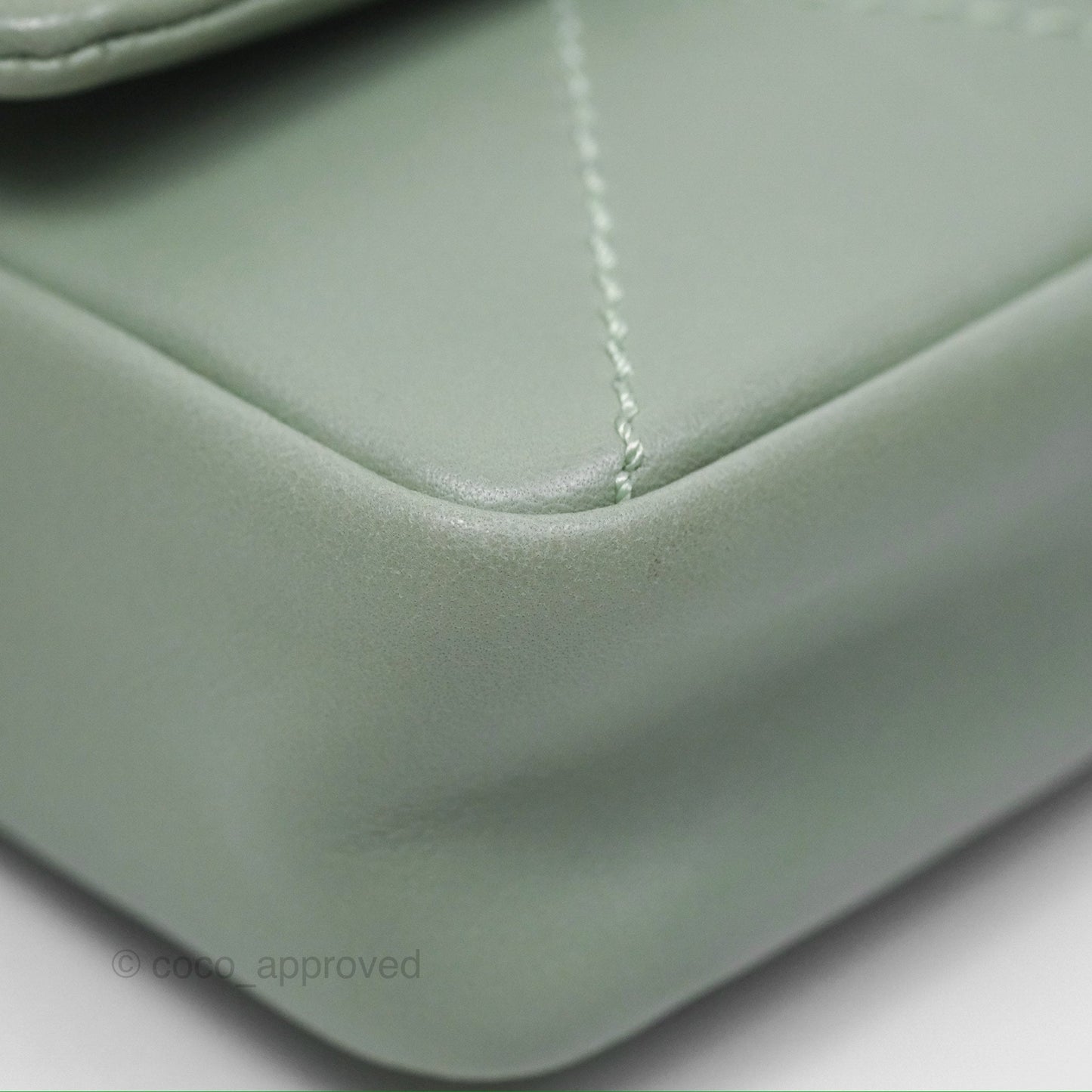 Chanel CC East West Flap Bag Lambskin Mint Green Silver Hardware