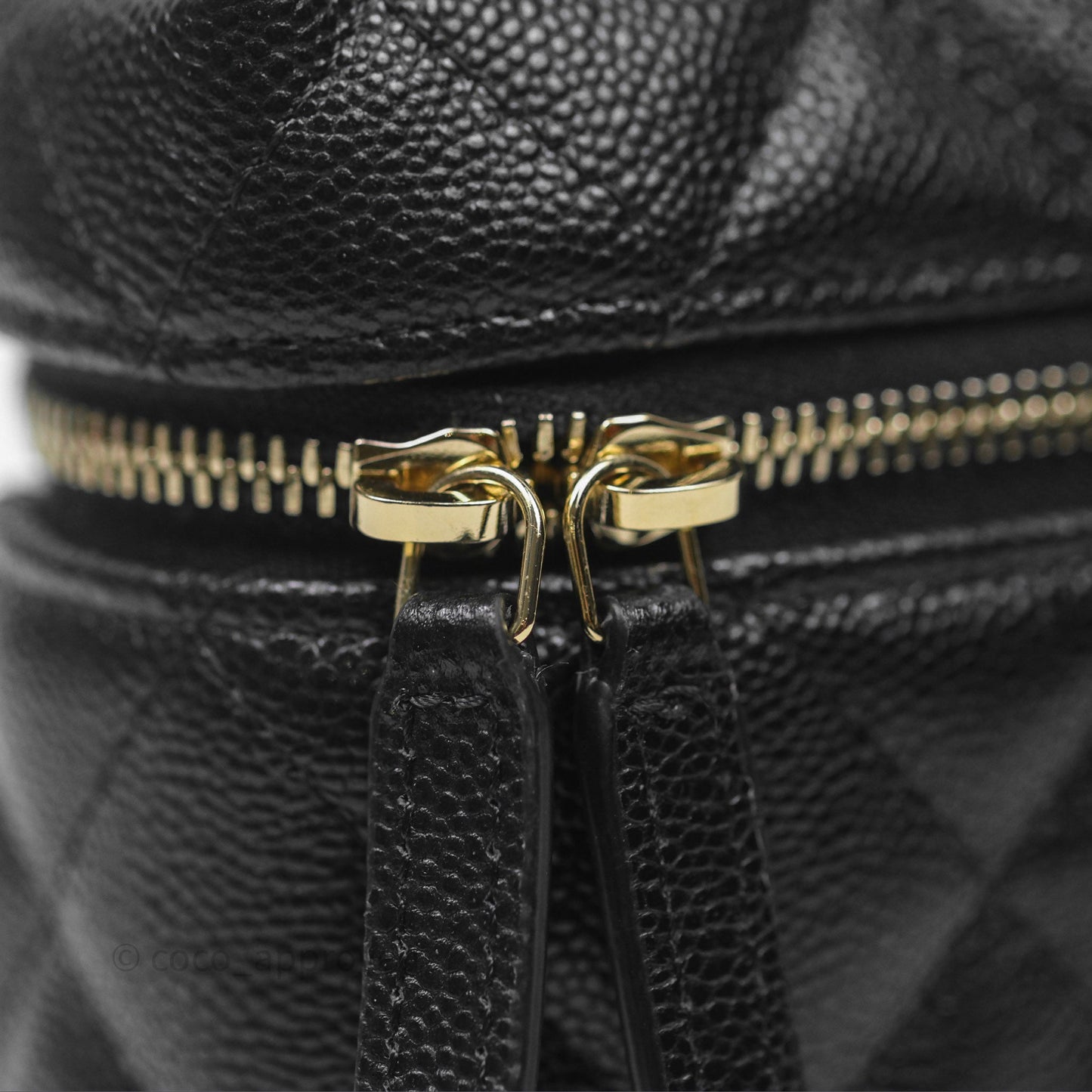 Chanel Quilted Top Handle Vanity with Chain Black Caviar Gold Hardware