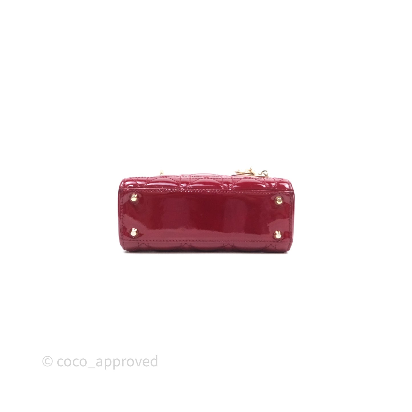 Christian Dior Mini Lady Dior Red Patent Cannage Gold Hardware