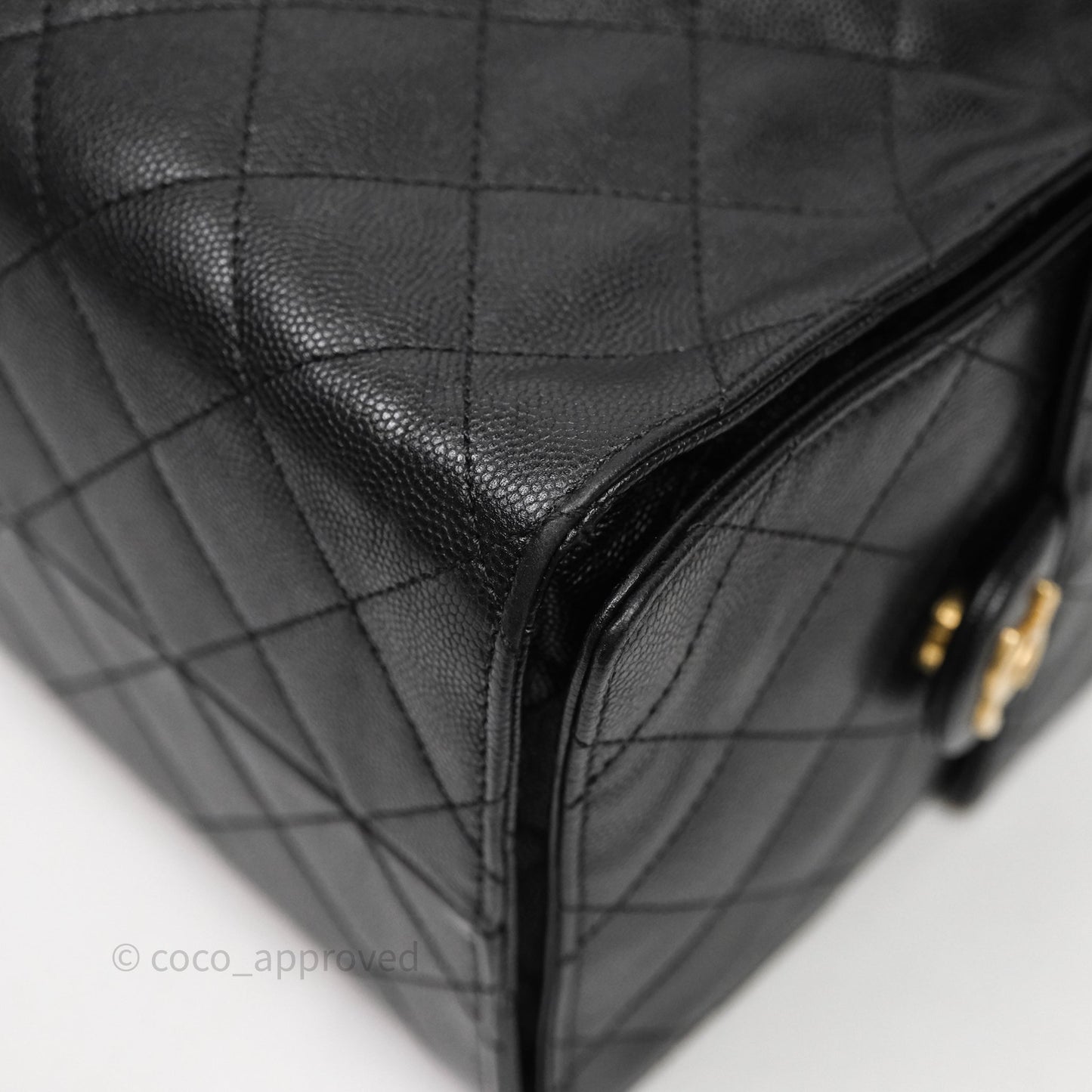 Chanel 25 Medium Black Caviar Aged Gold Hardware
