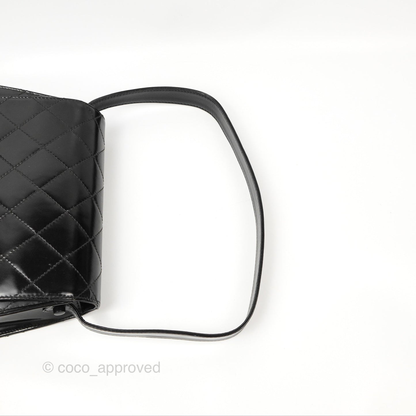 Chanel Vintage Flap Shoulder Bag Black Patent 24K Gold Hardware