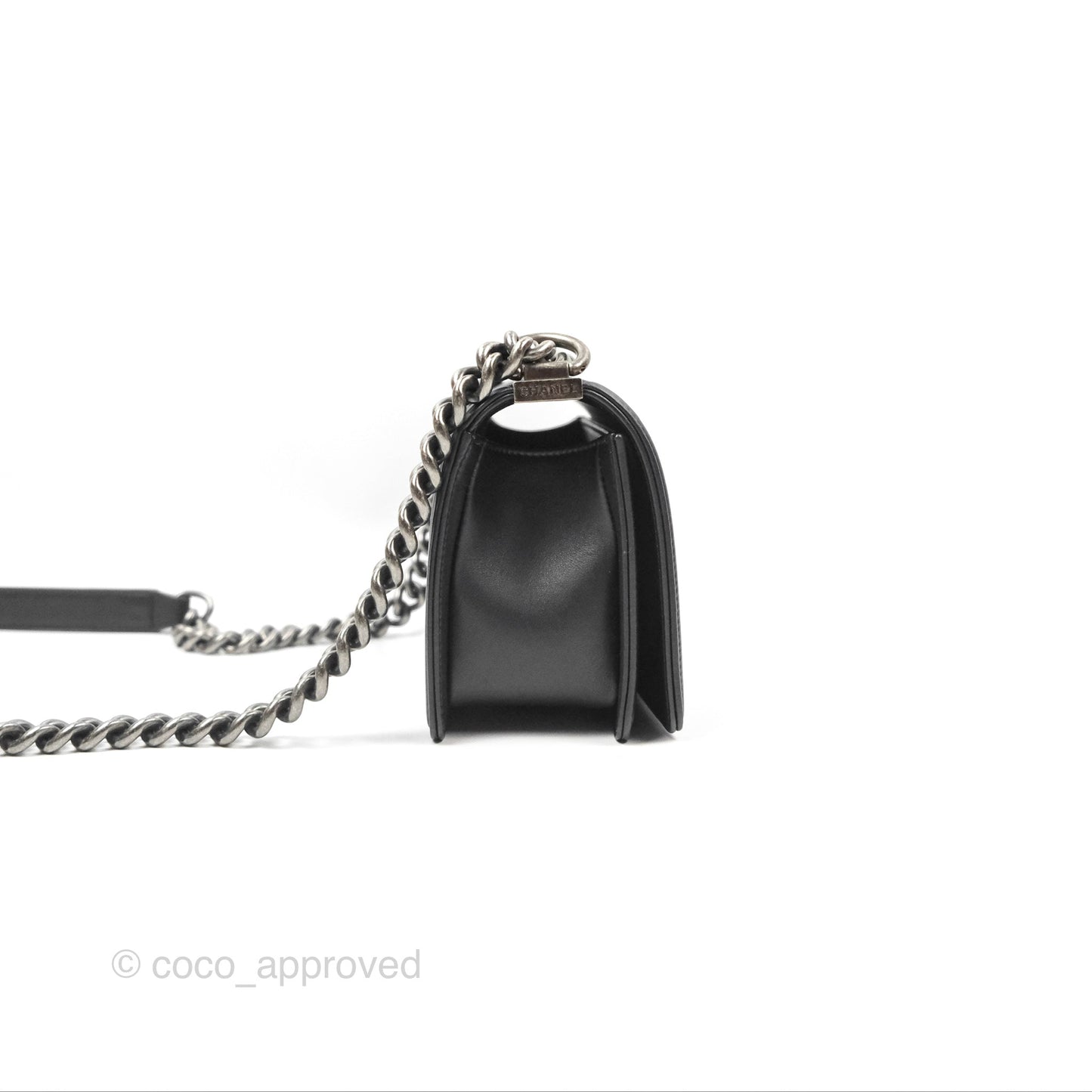 Chanel Small Boy Black Calfskin Ruthenium Hardware