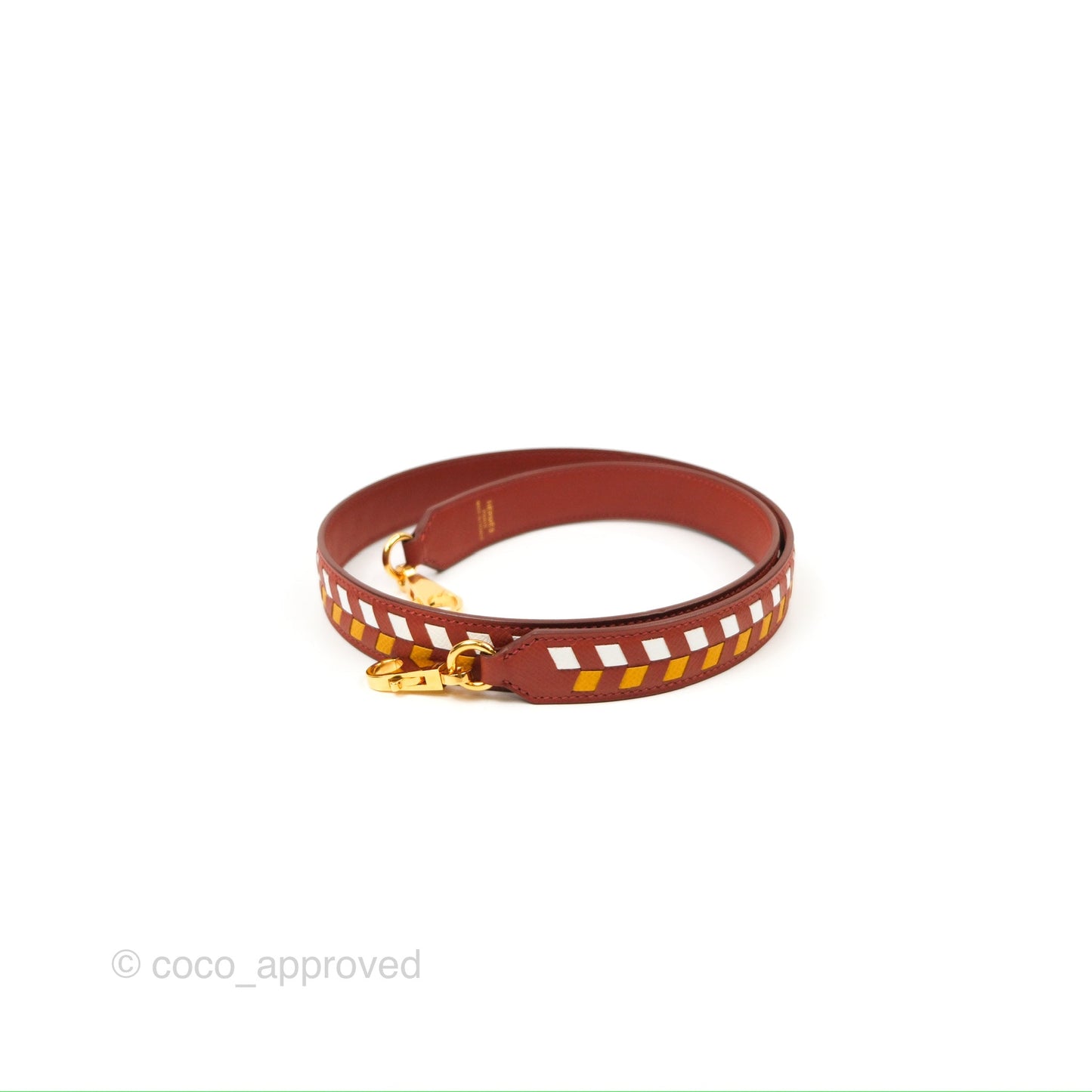 Hermès Tressage Cuir Chevron Strap 25mm Gold Hardware