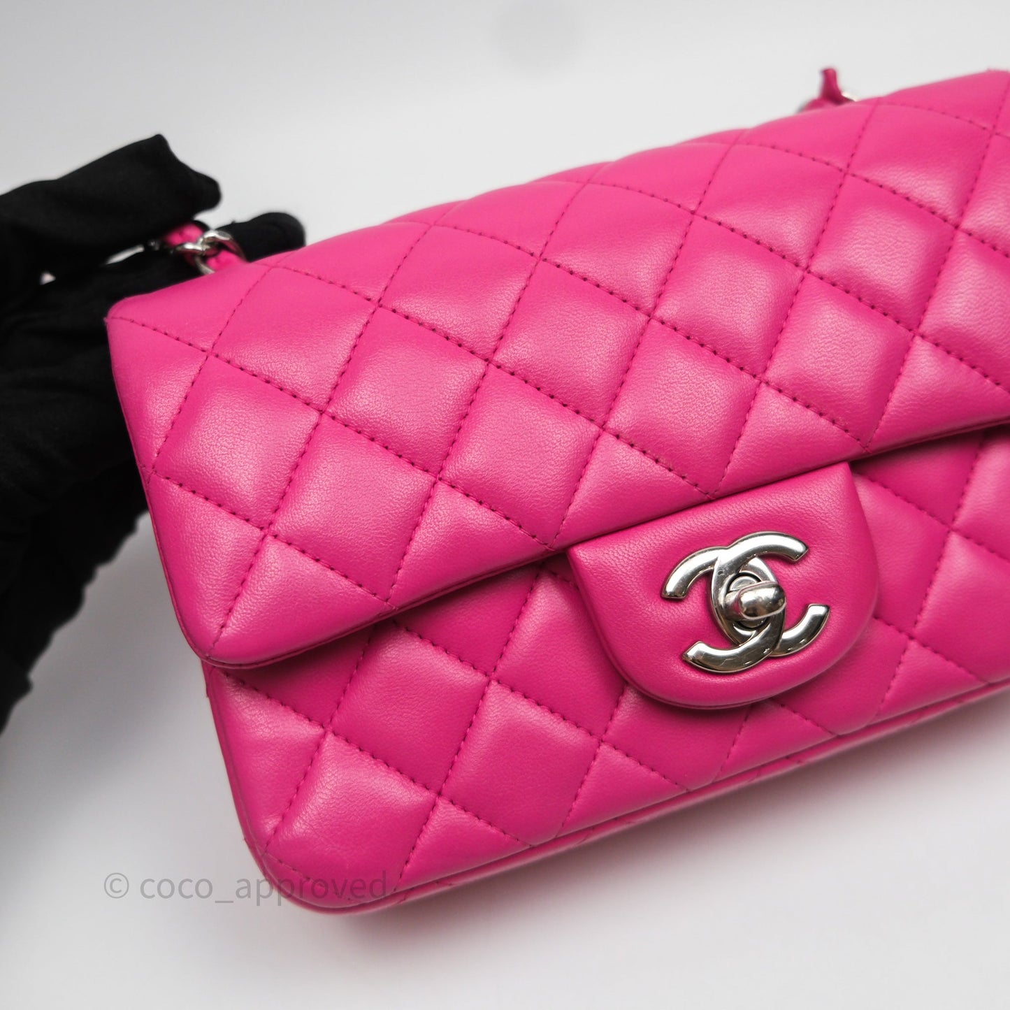 Chanel Mini Rectangular Quilted Dark Pink Lambskin Silver Hardware