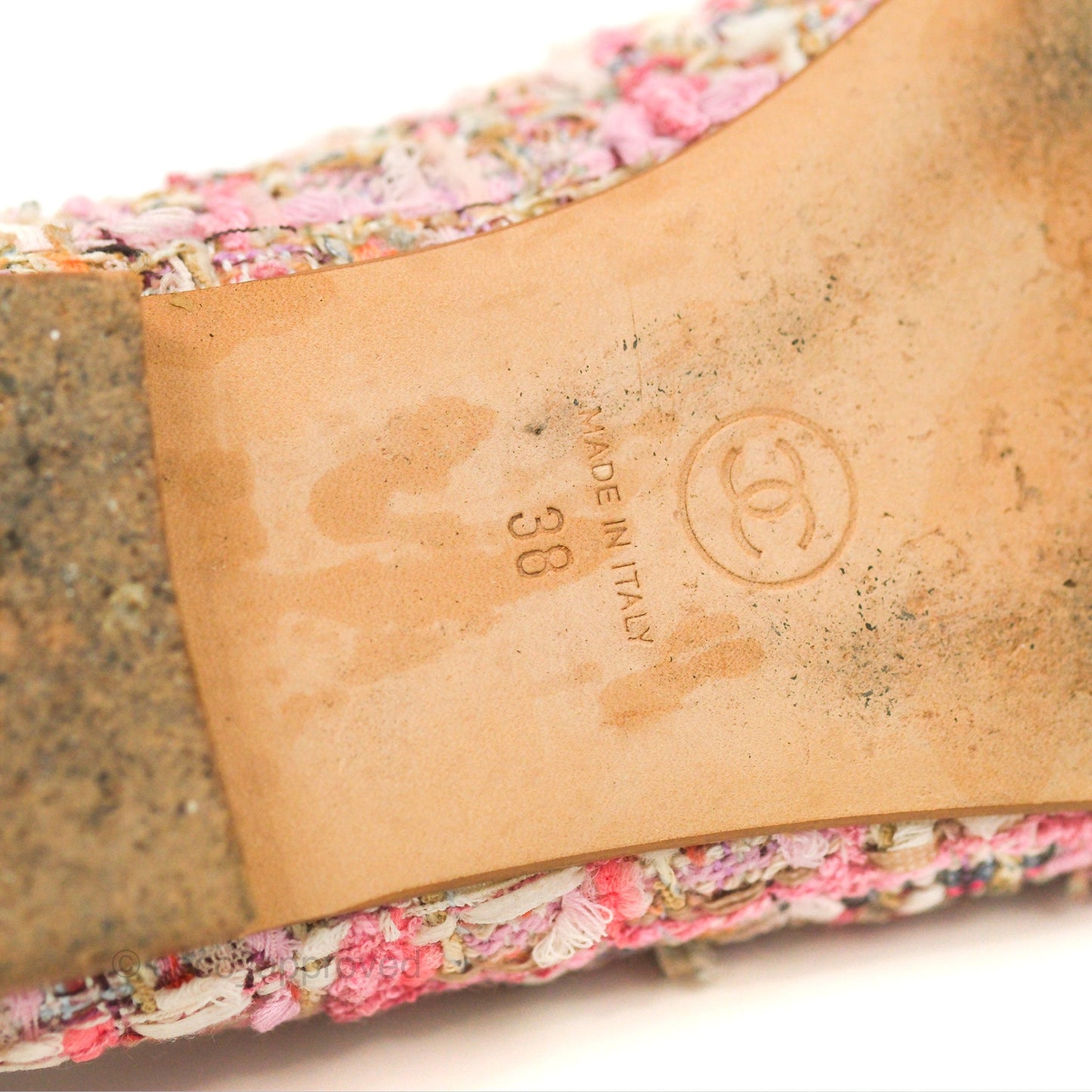 Chanel Ballerina Flats Pink/Ivory Tweed Size 38