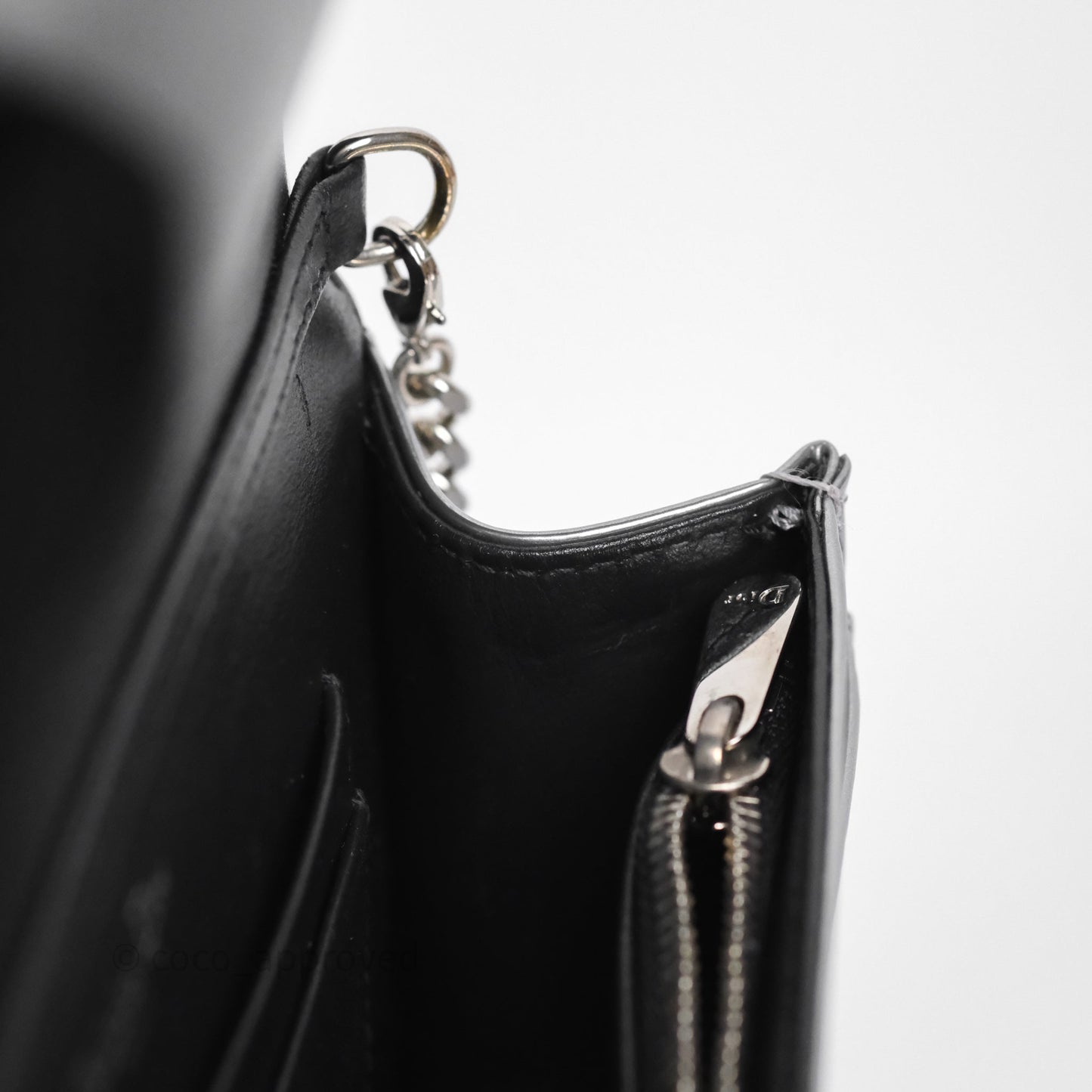 Christian Dior Diorama Wallet on Chain Metallic Silver