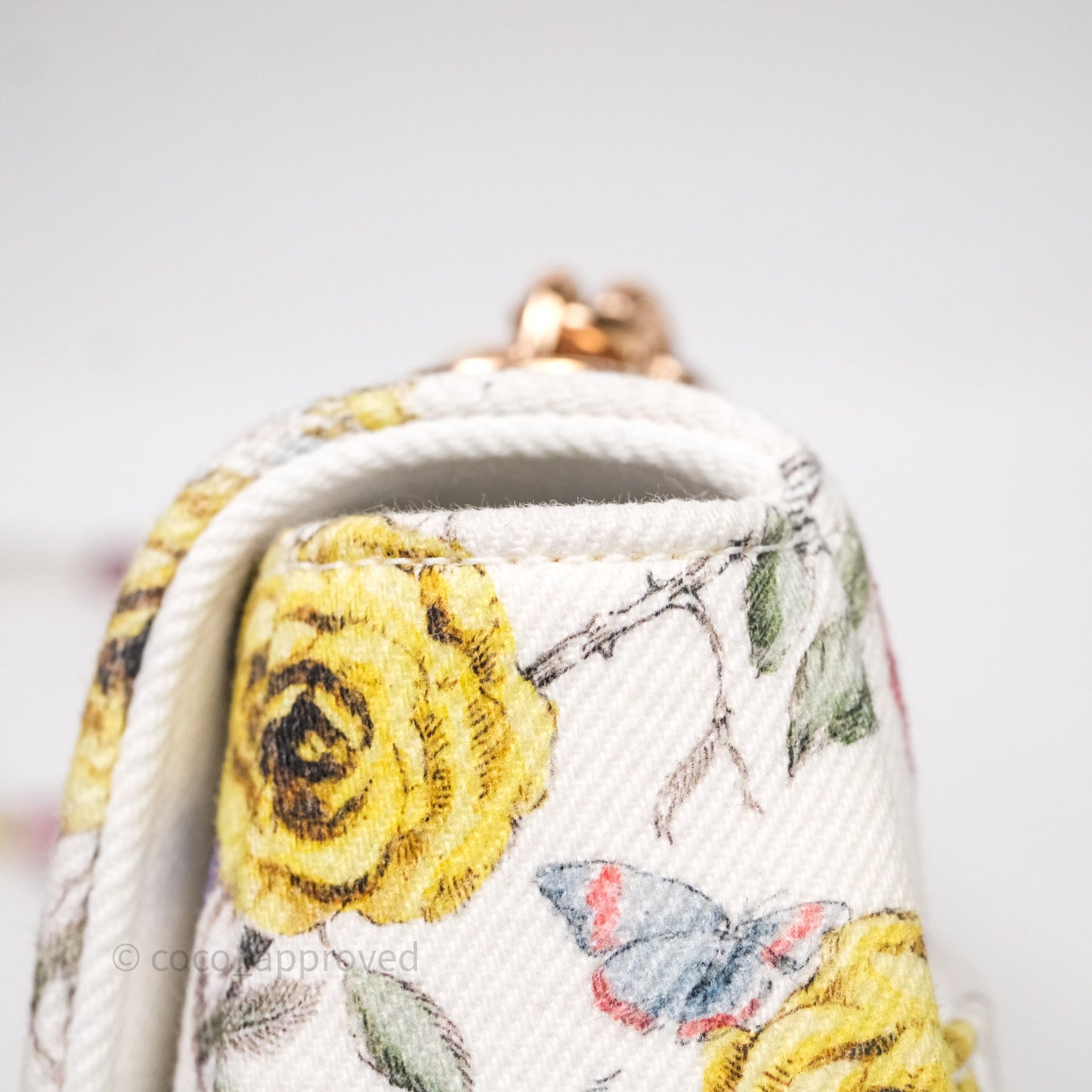 Dior Small Caro Bag White Florilegio Rose Gold Hardware