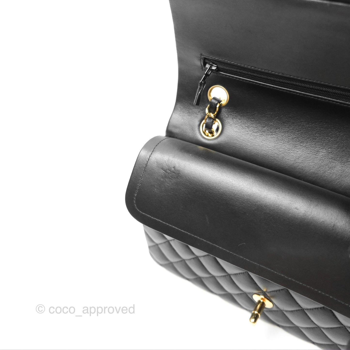 Chanel Classic M/L Medium Flap Quilted Black Lambskin Gold Hardware