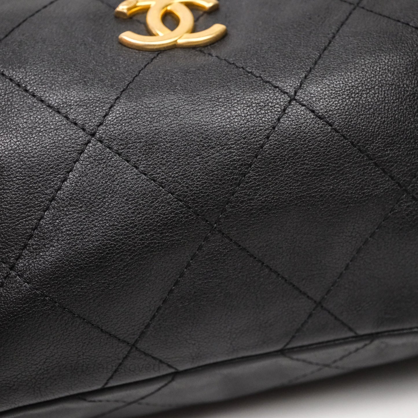 Chanel Hobo Bag Black Calfskin Aged Gold Hardware