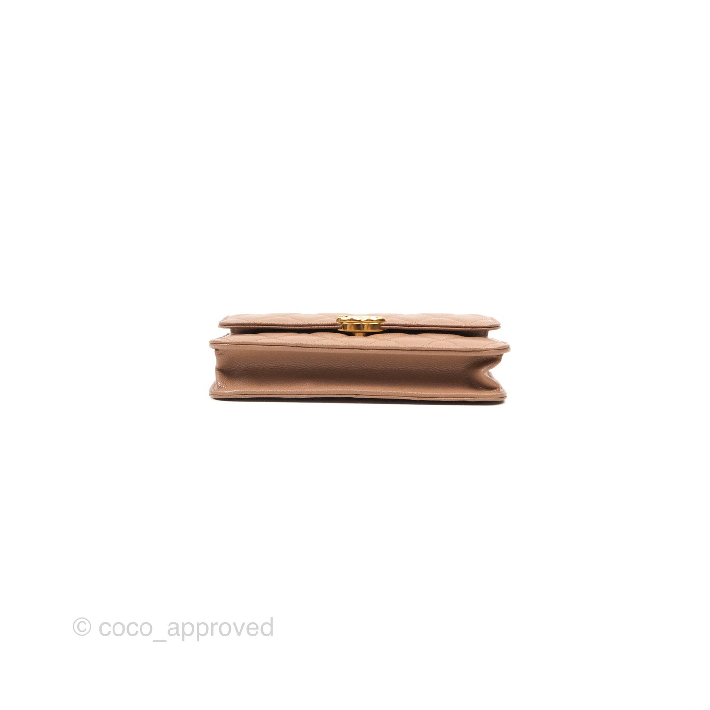 Chanel Coco First Phone Holder Dark Beige Caviar Gold Hardware 22K