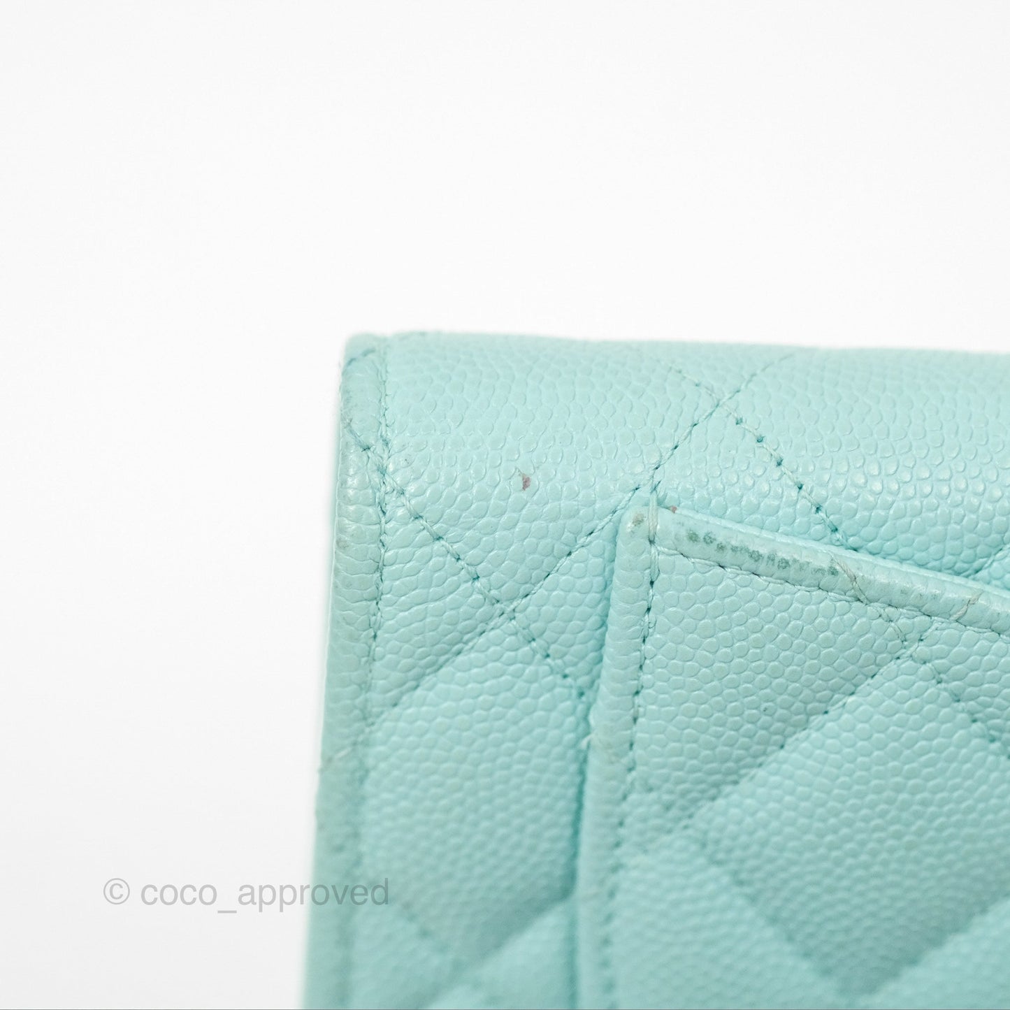 Chanel Classic Quilted Long Wallet Tiffany Blue Caviar Gold Hardware