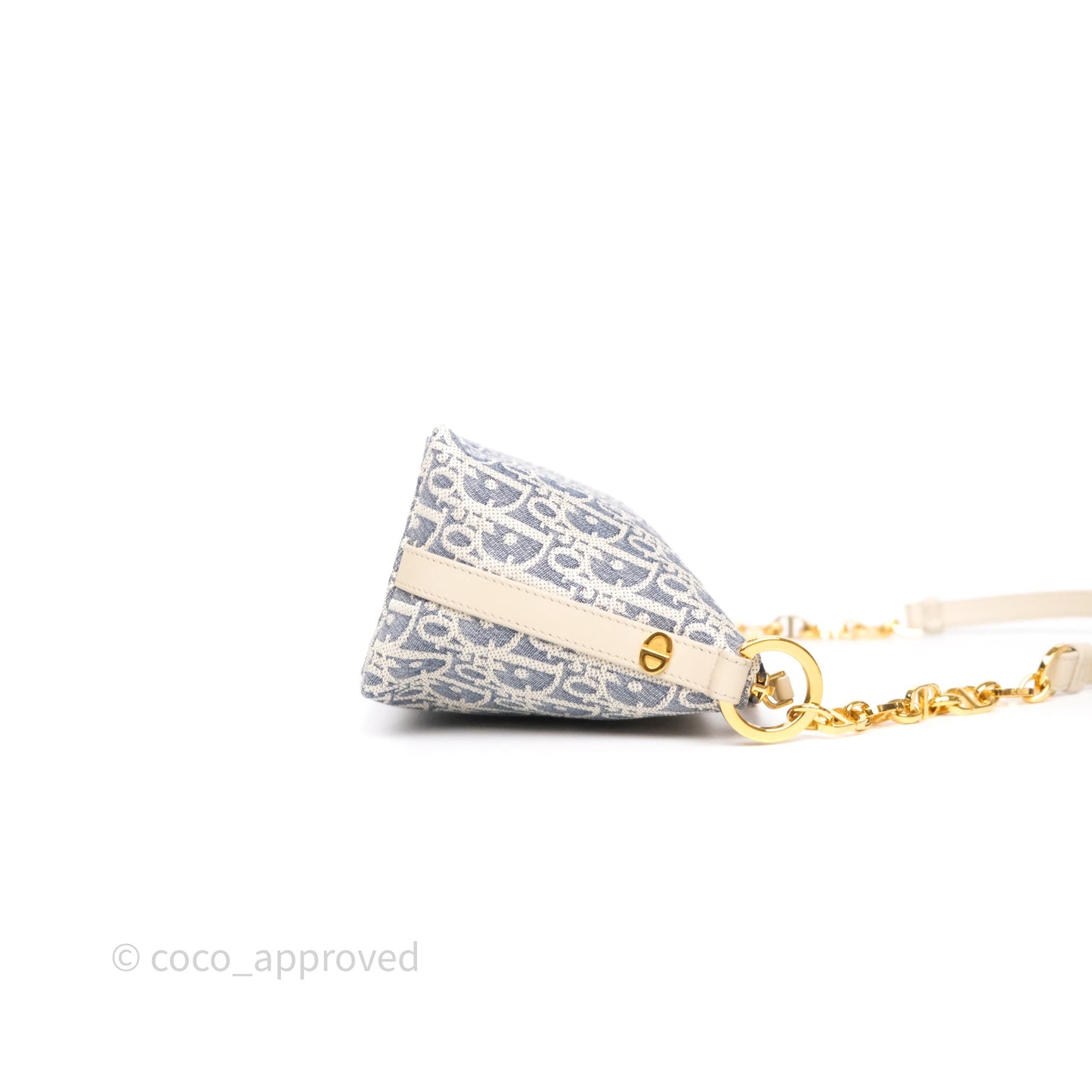 Christian Dior Diorstar Hobo Bag with Chain Blue Dior Oblique Chambray with Raffia Effect