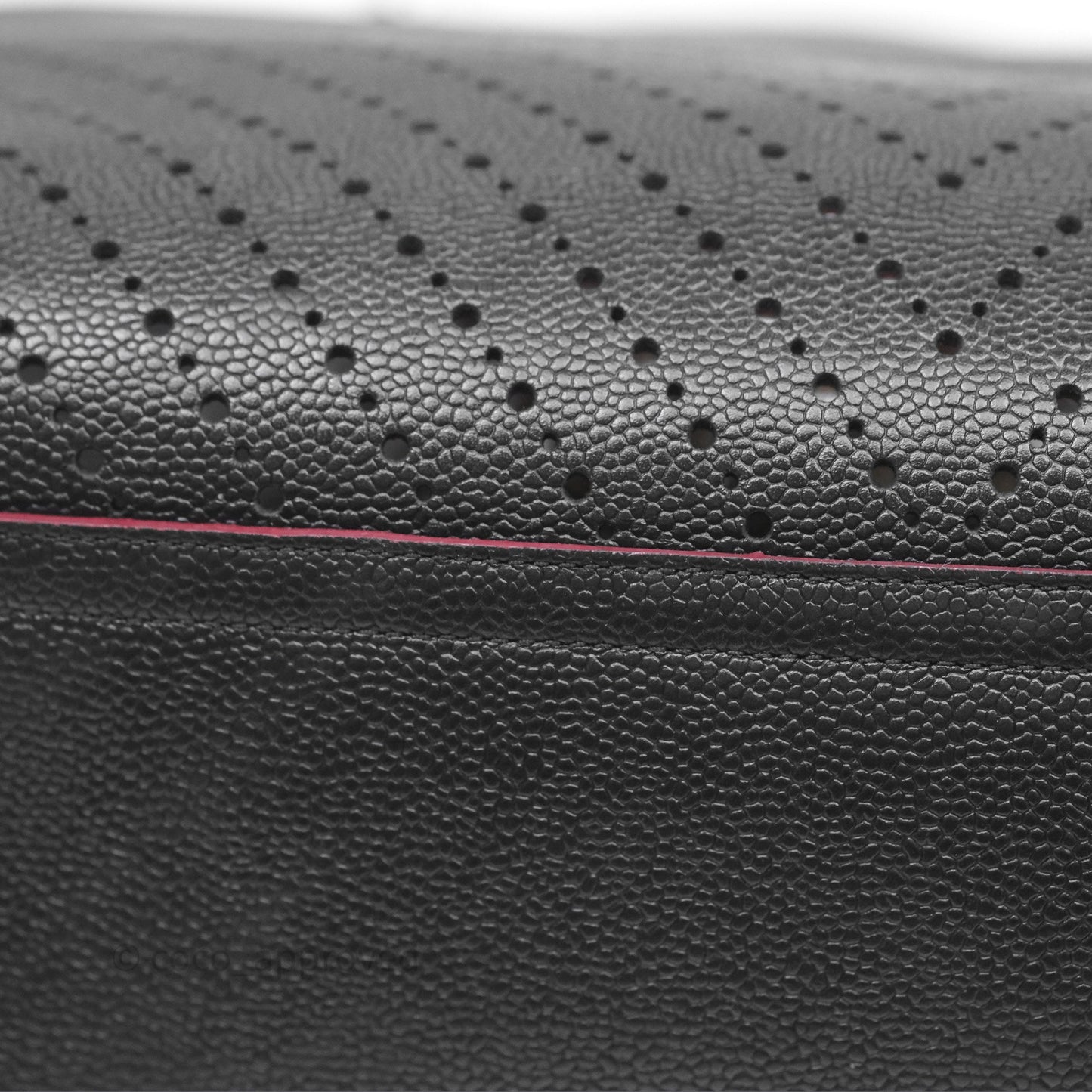 Chanel Large Shopping Tote Black Perforated Caviar Silver Hardware