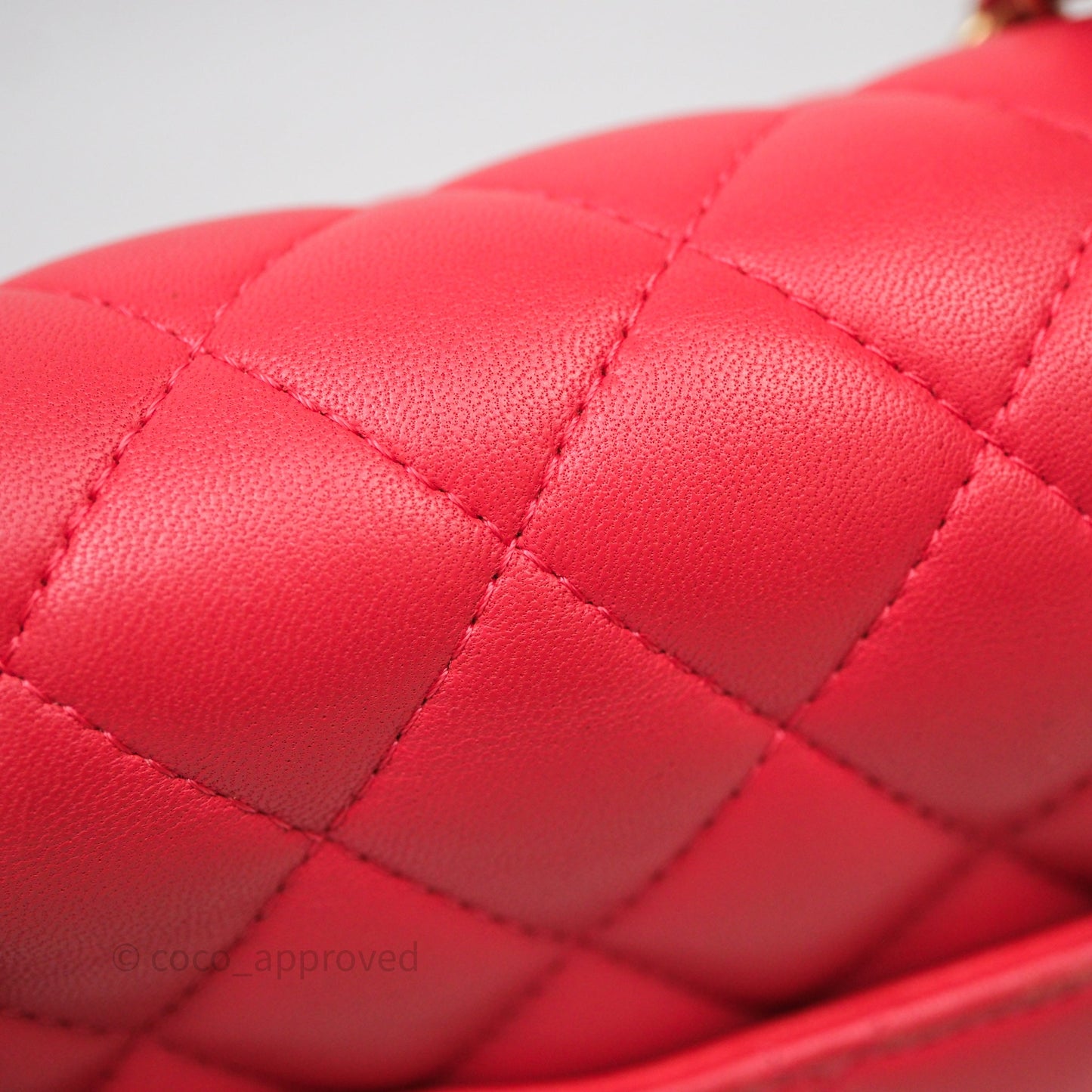Chanel Mini Square Quilted Red Lambskin Aged Gold Hardware