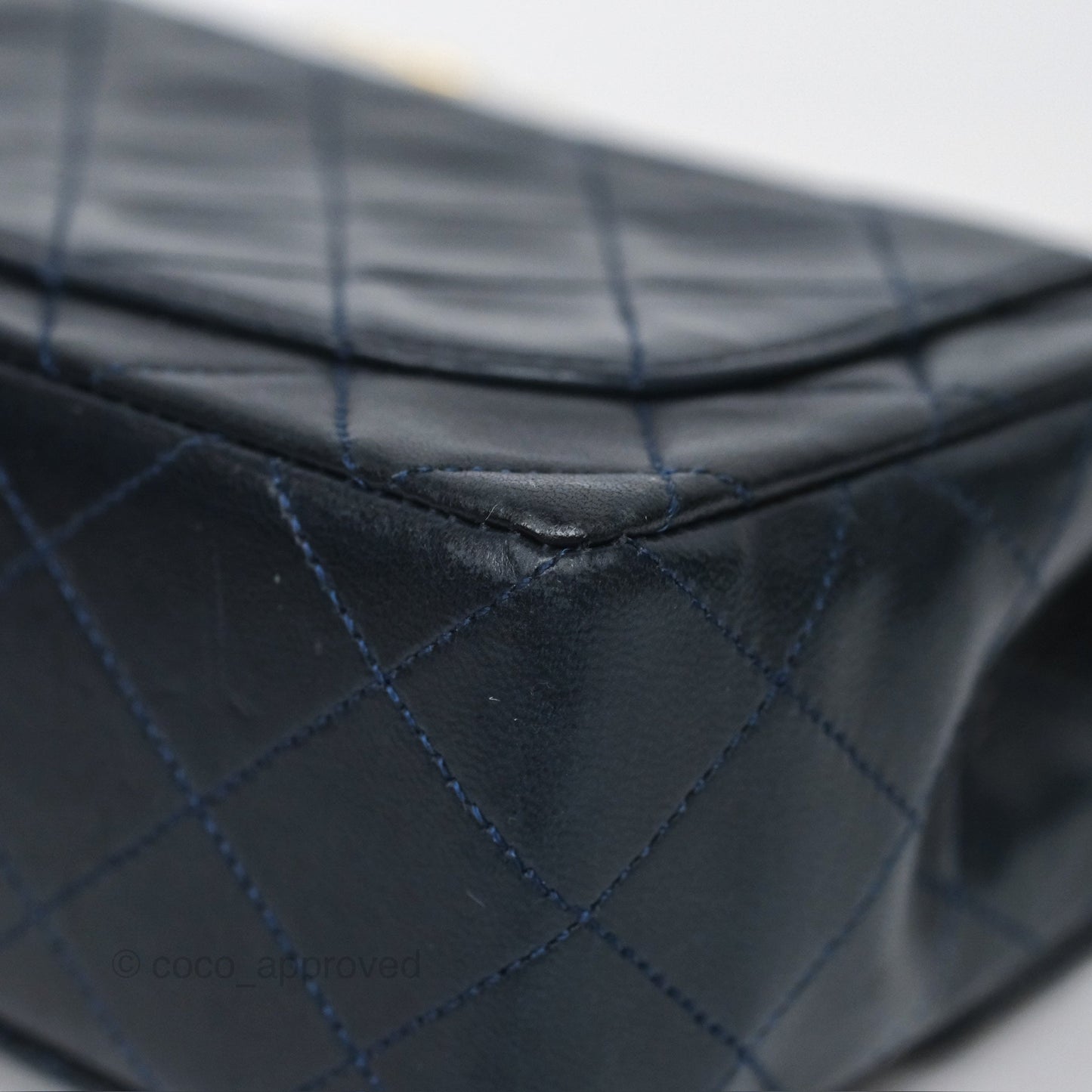 Chanel Vintage Mini Square Navy Lambskin 24K Gold Hardware