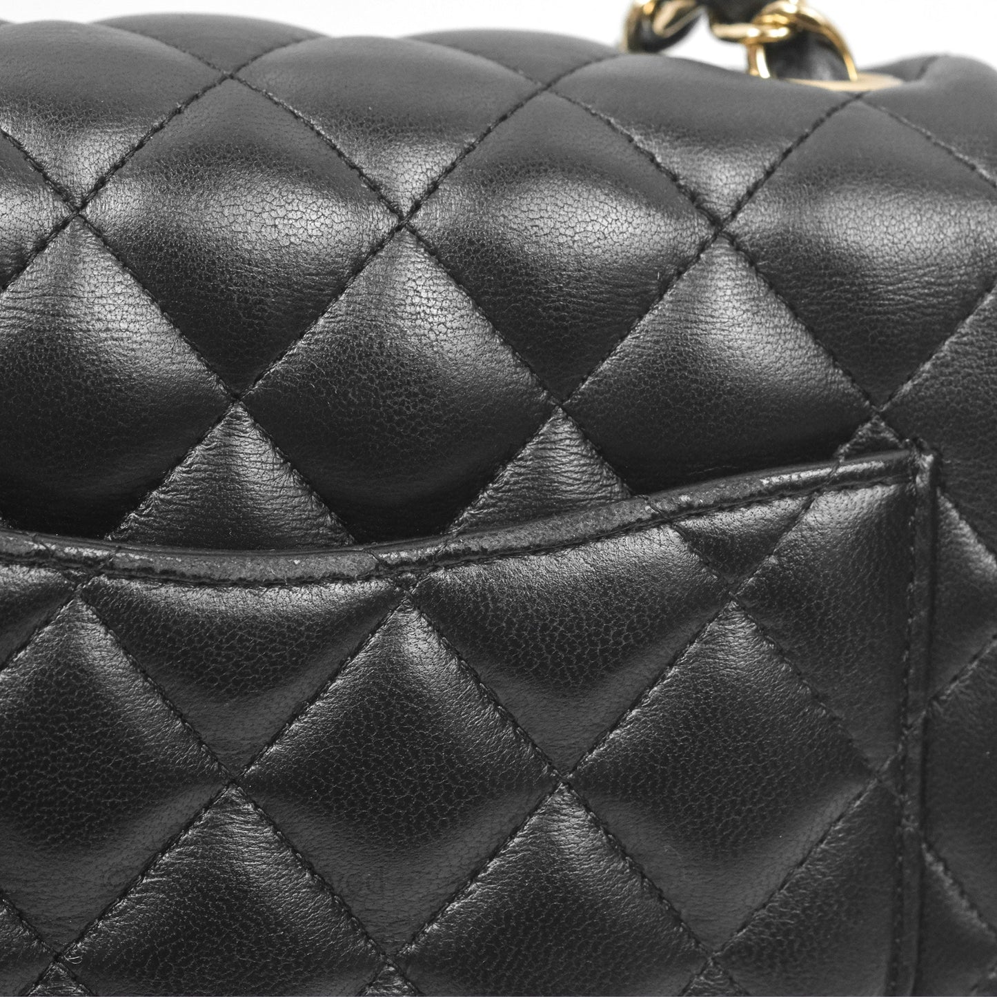 Chanel Mini Square Quilted Black Lambskin Gold Hardware