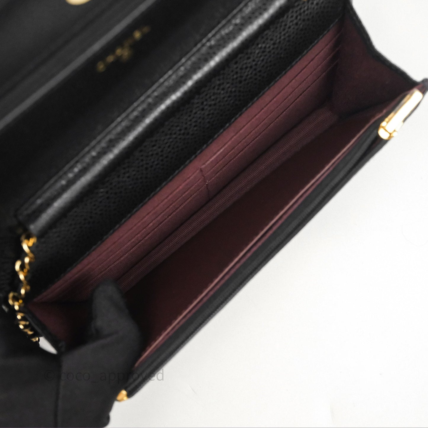 Chanel Classic Quilted Wallet On Chain WOC Black Caviar Gold Hardware