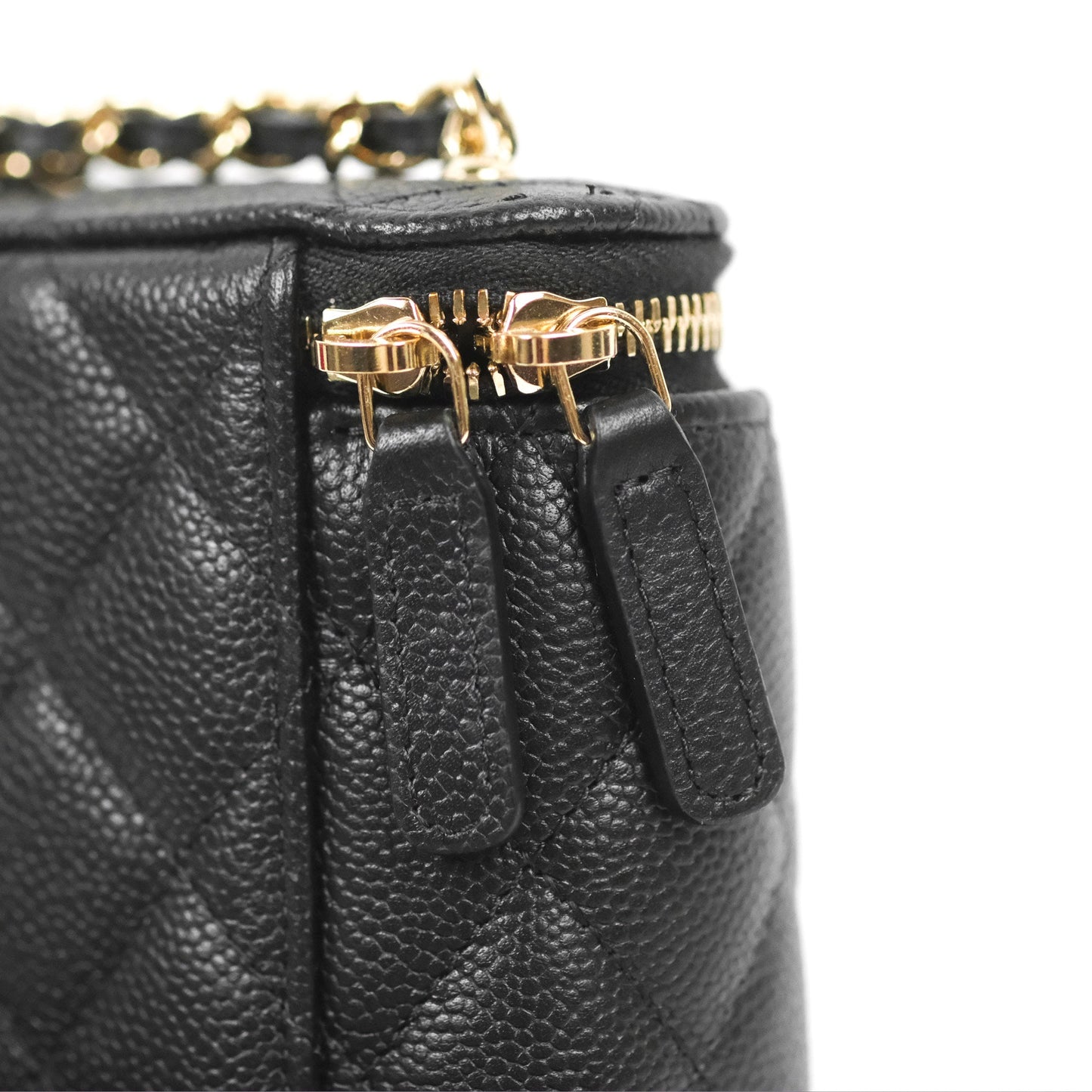 Chanel Classic Mini Vanity With Chain Black Caviar Gold Hardware