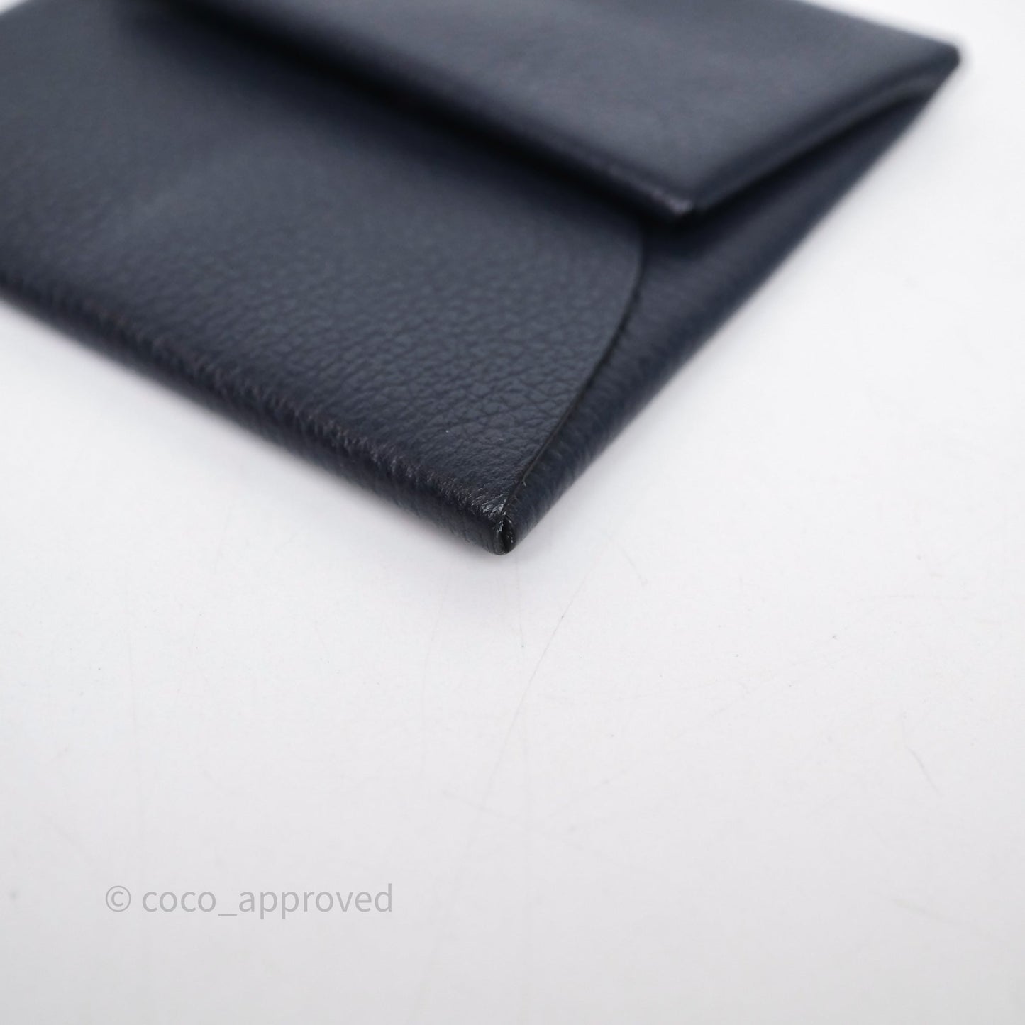 Hermès Bastia Coin Purse Bleu Nuit 2Z/ Caramel 28 Evercolor