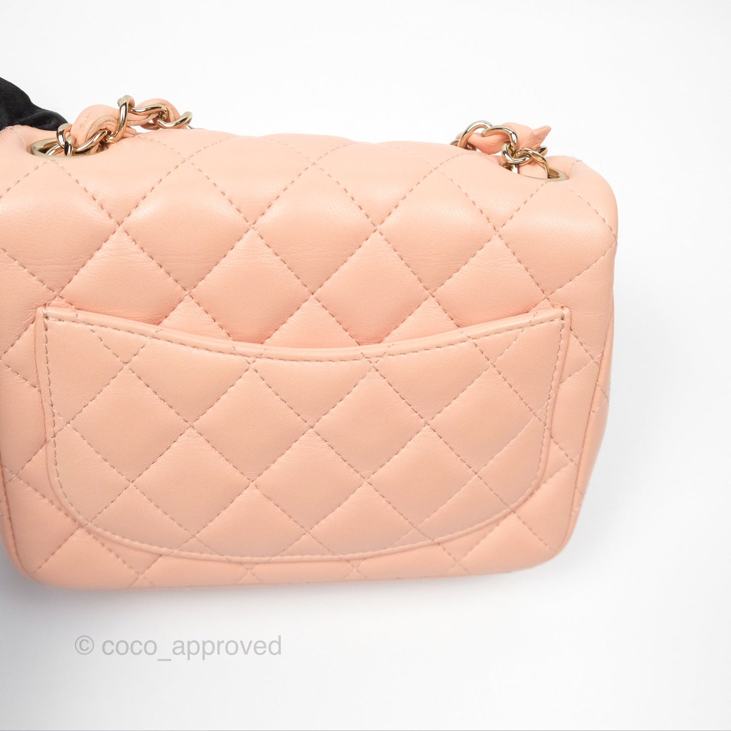 Chanel Quilted Mini Square Lambskin Light Beige Pink Gold Hardware