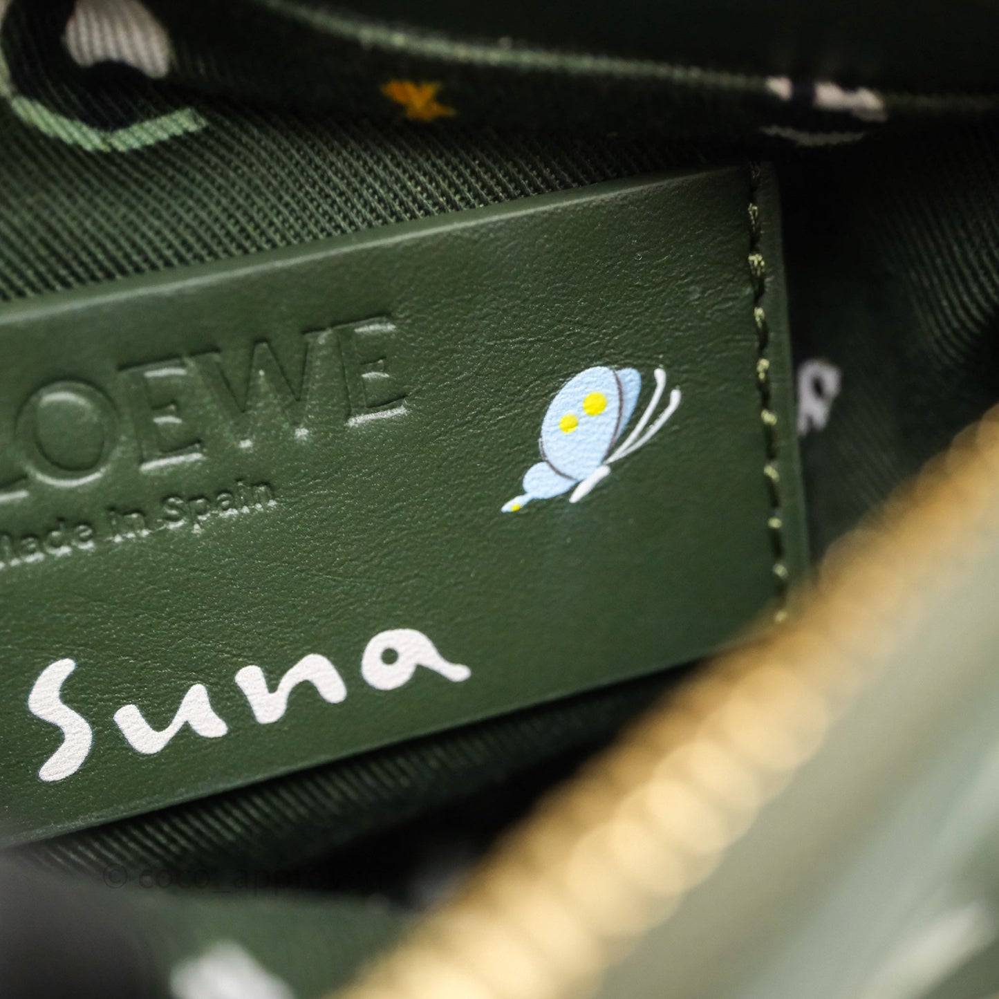 Loewe X SUNA FUJITA Mini Pandas Puzzle Bag Dark Green Calfskin Gold Hardware