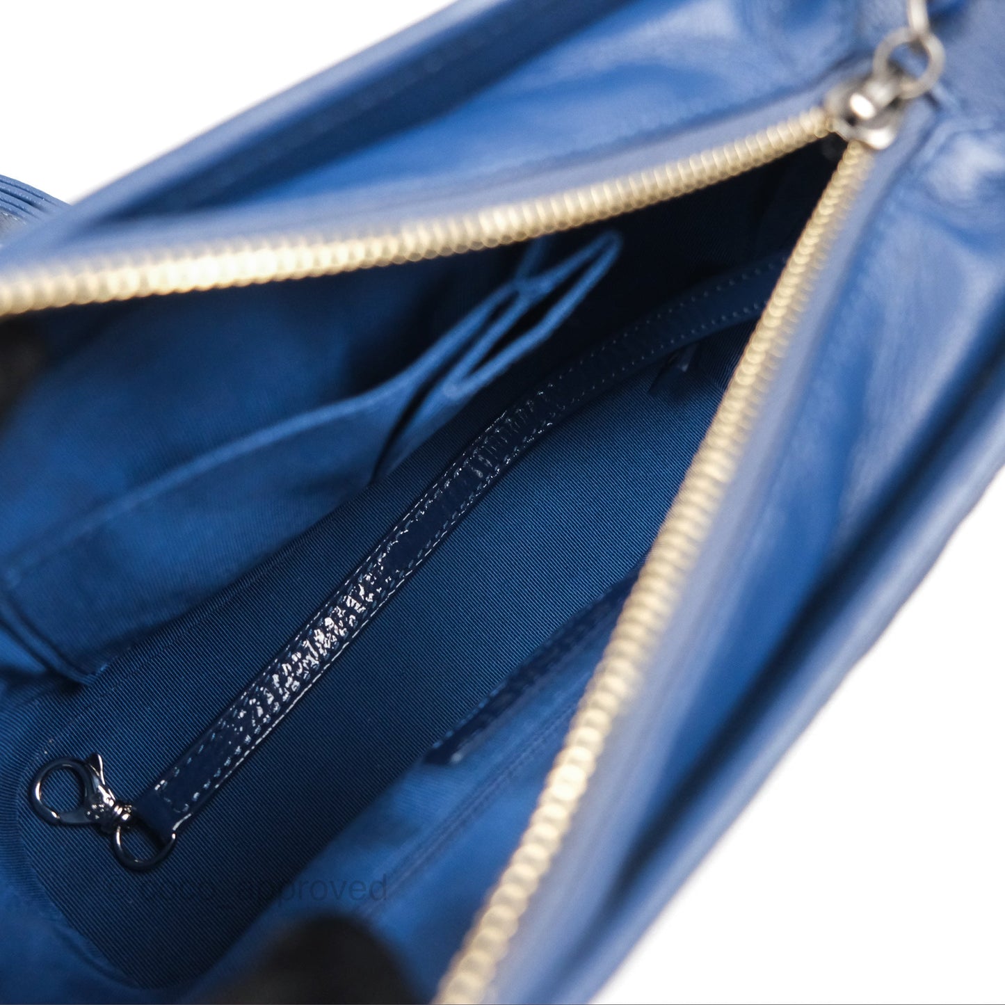 Chanel Small Gabrielle Hobo Blue Patent Goatskin Mixed Hardware