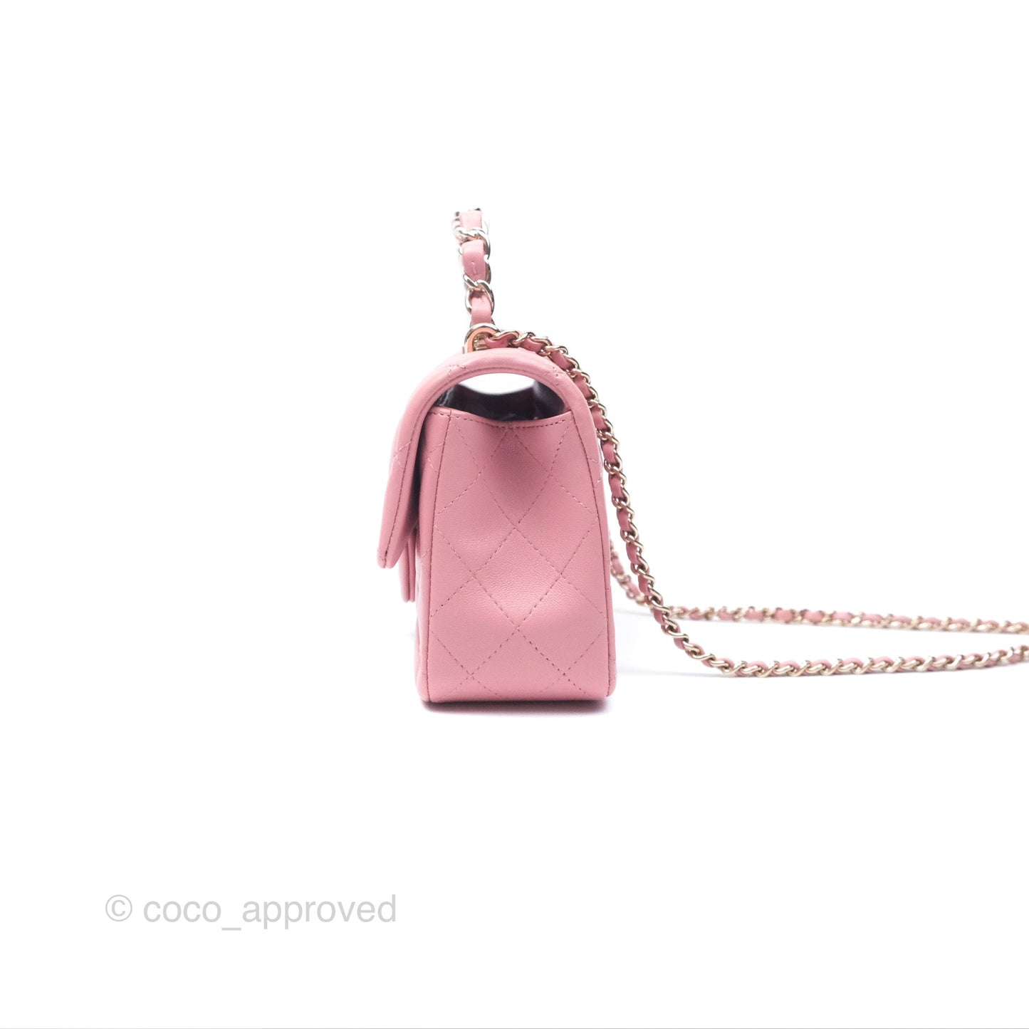 Chanel Top Handle Mini Rectangular Flap Bag Pink Lambskin Gold Hardware