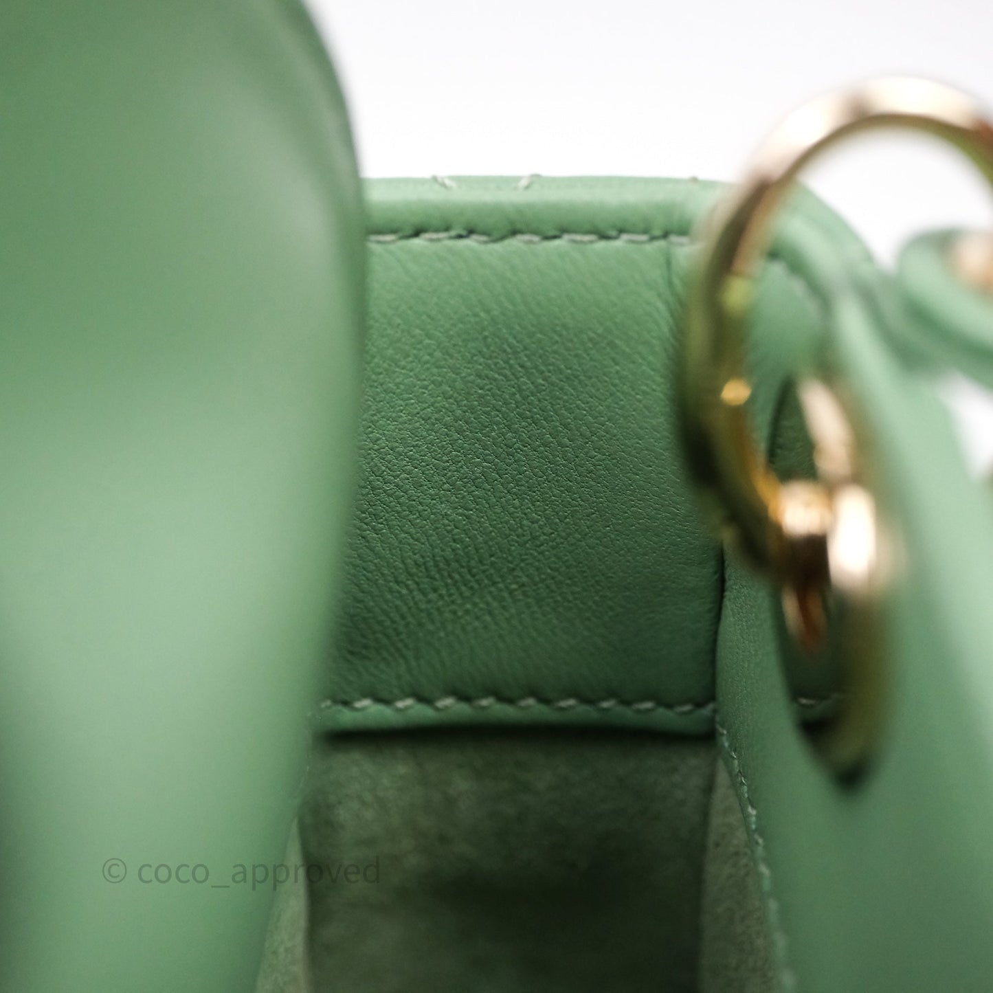 Christian Dior Micro Lady Dior Green Lambskin Cannage Gold Hardware