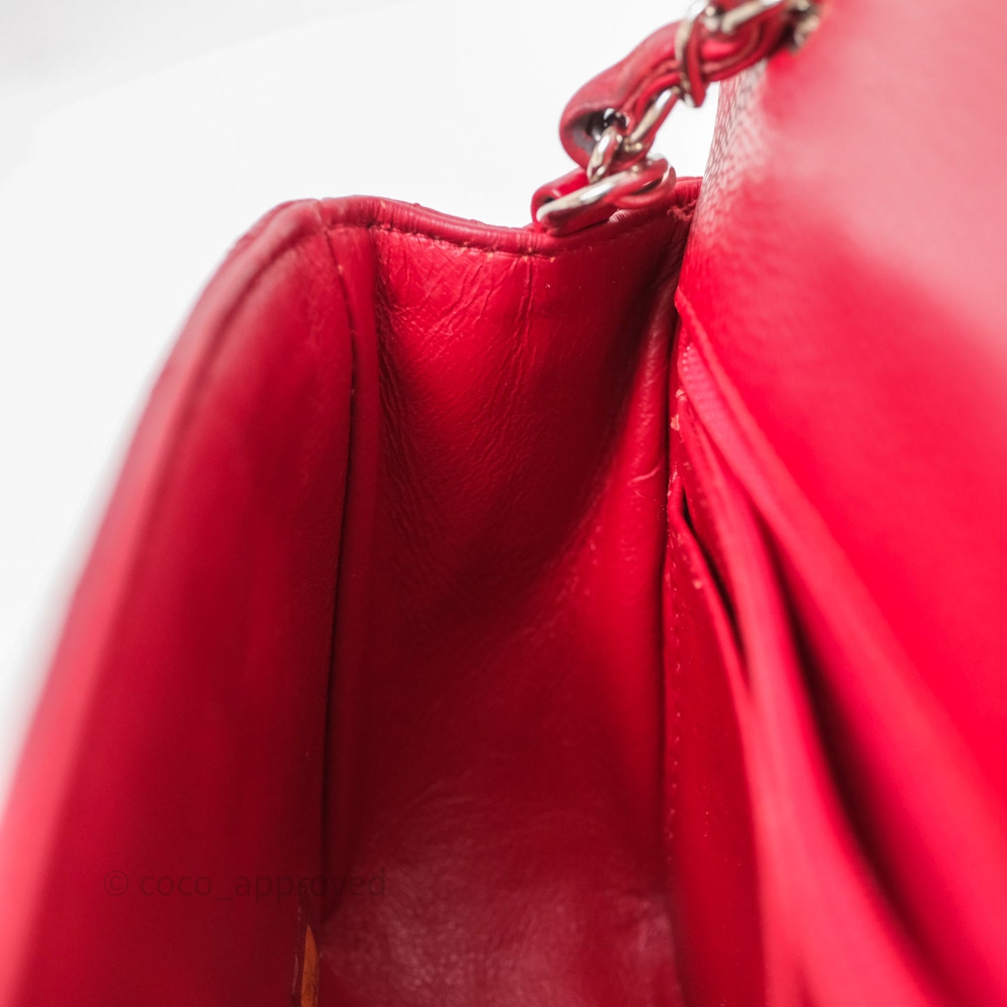 Chanel Quilted Mini Rectangular Flap Red Caviar Silver Hardware