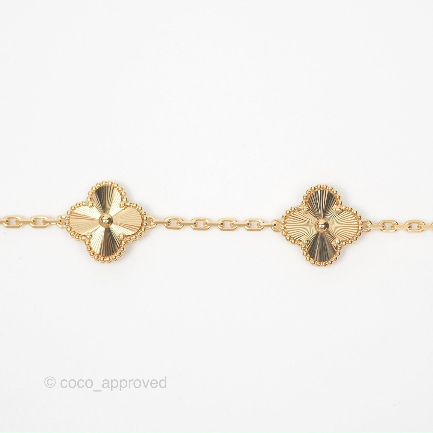 Van Cleef & Arpels Vintage Alhambra 5 Motifs Guilloche Yellow Gold Bracelet