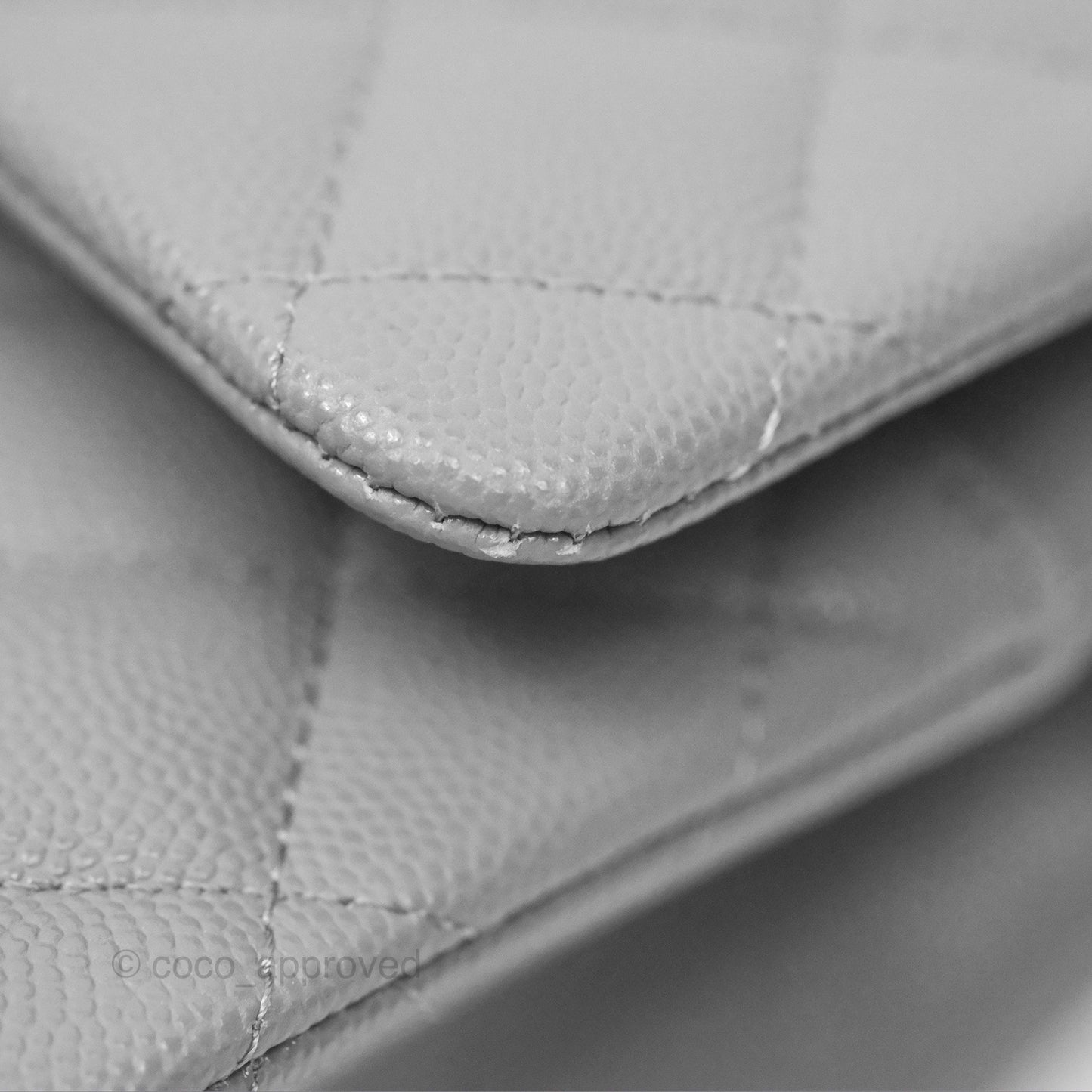 Chanel Small Classic Quilted Flap Grey Caviar Gold Hardware
