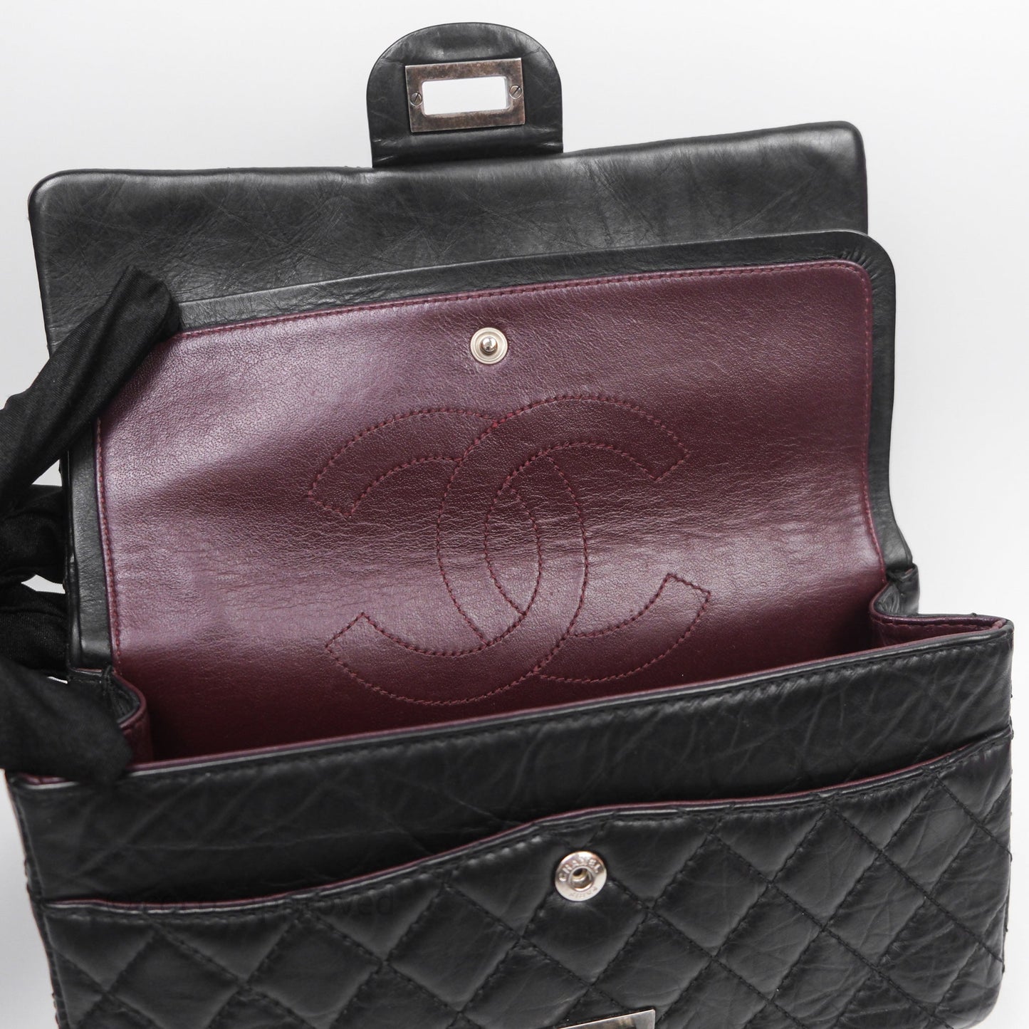 Chanel Reissue 225 Quilted Black Crumple Calfskin Ruthenium Hardware