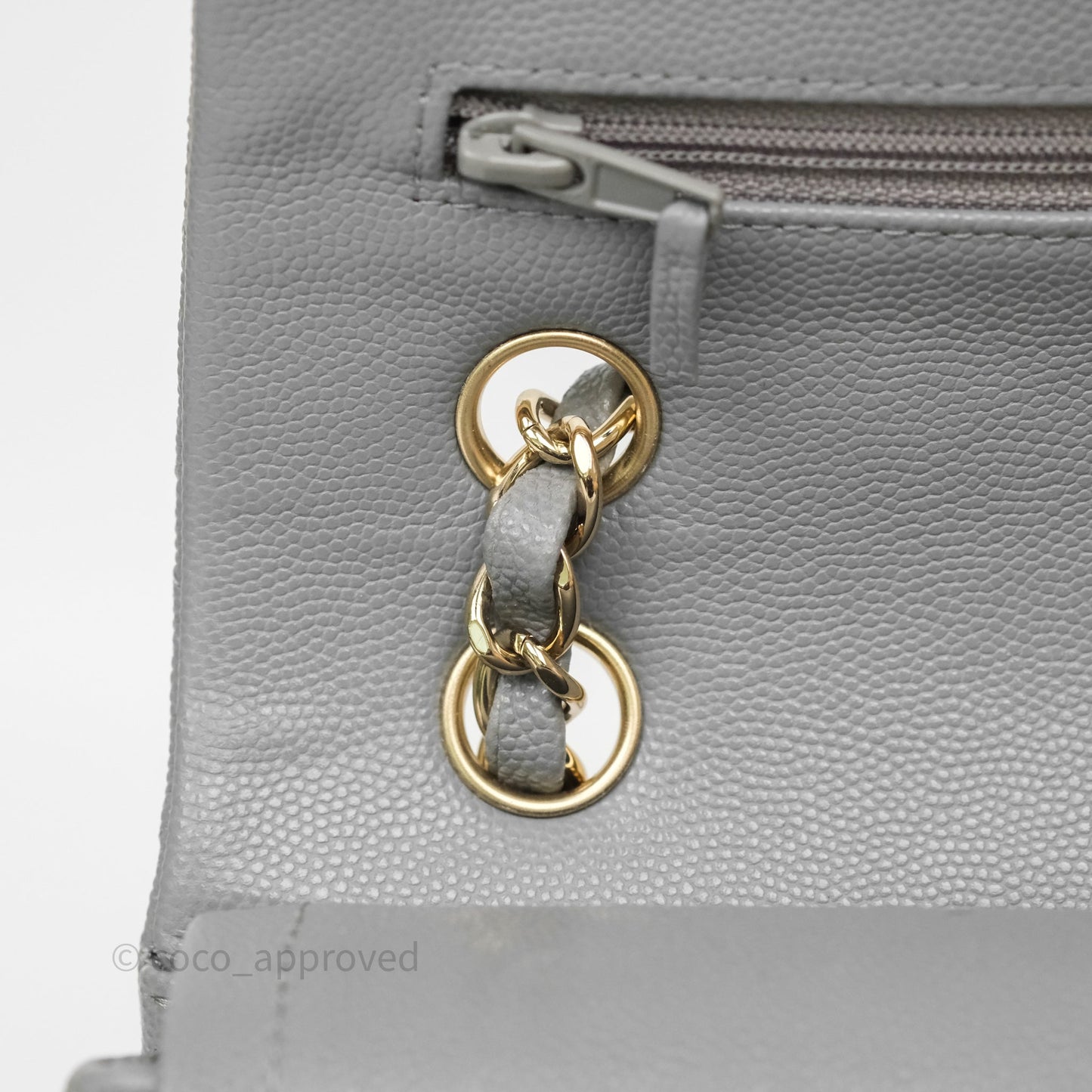 Chanel Small Classic Flap Quilted Grey Caviar Gold Hardware