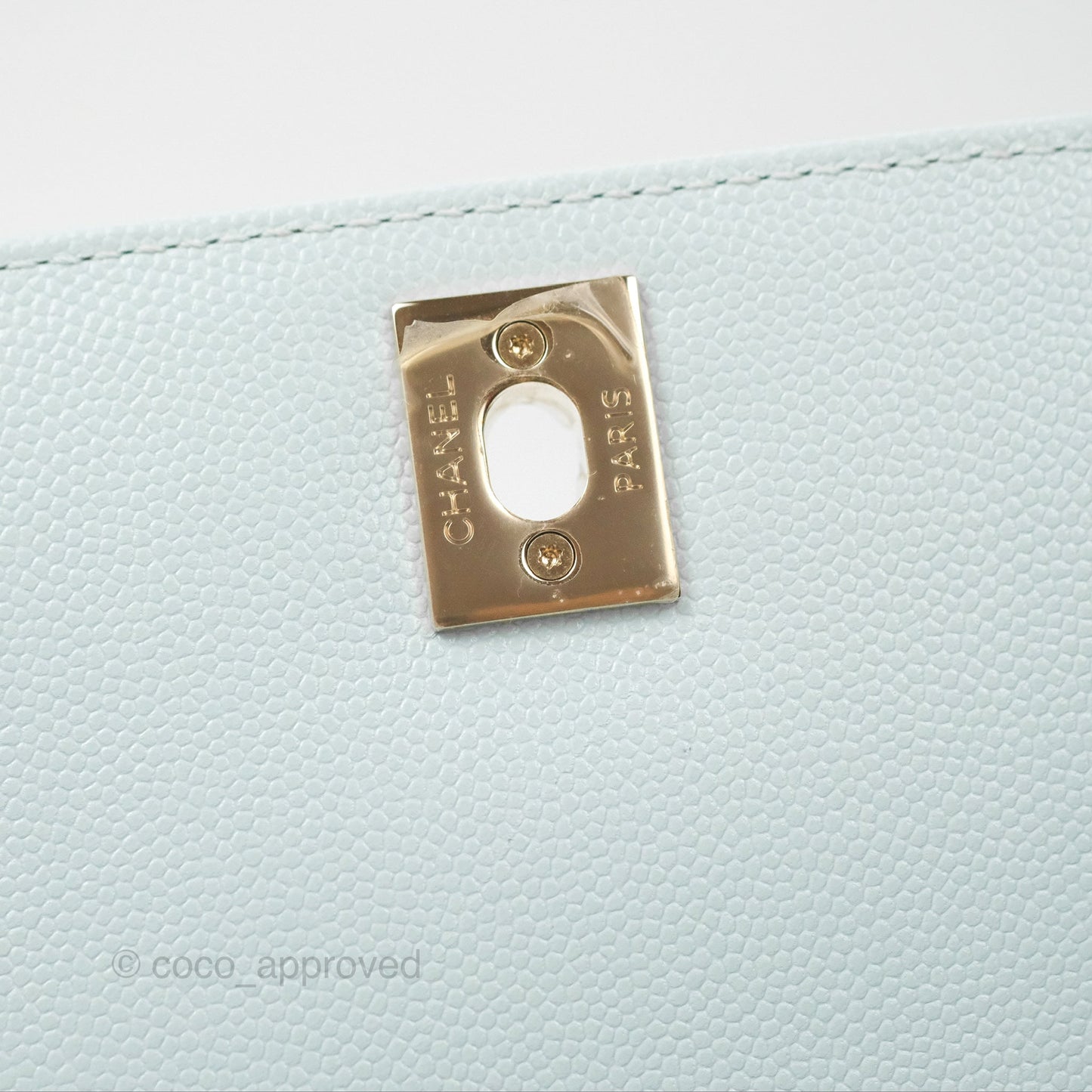 Chanel Small Coco Handle Quilted Light Baby Blue Caviar Gold Hardware