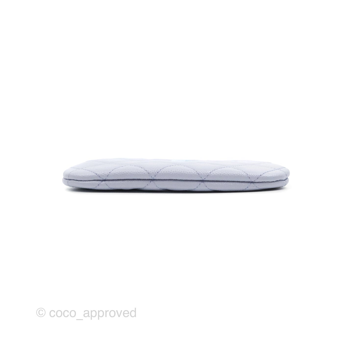 Chanel Classic Mini Quilted O Case Lilac Caviar Silver Hardware