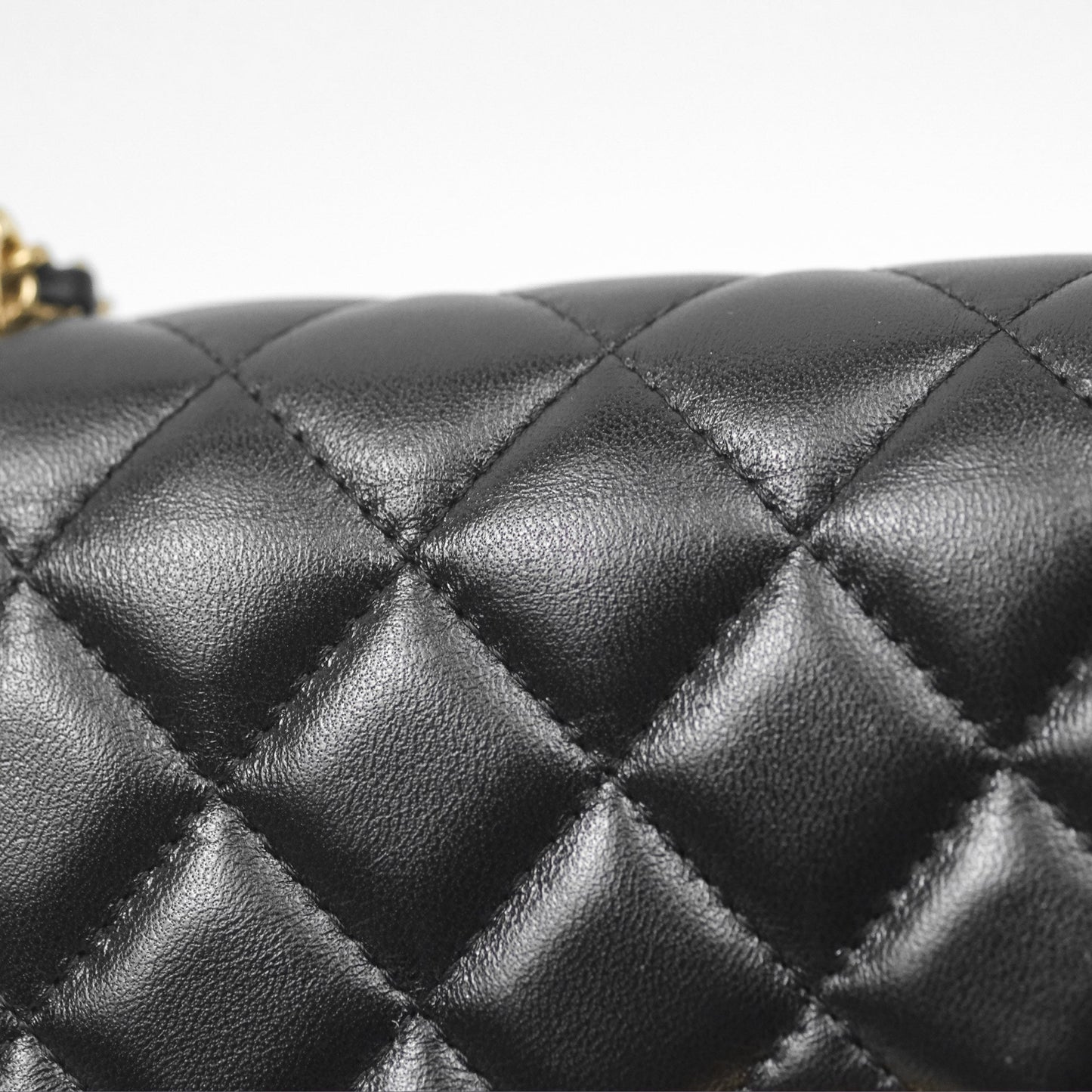 Chanel Quilted Dynasty Wallet on Chain WOC Black Shiny Lambskin Gold Hardware