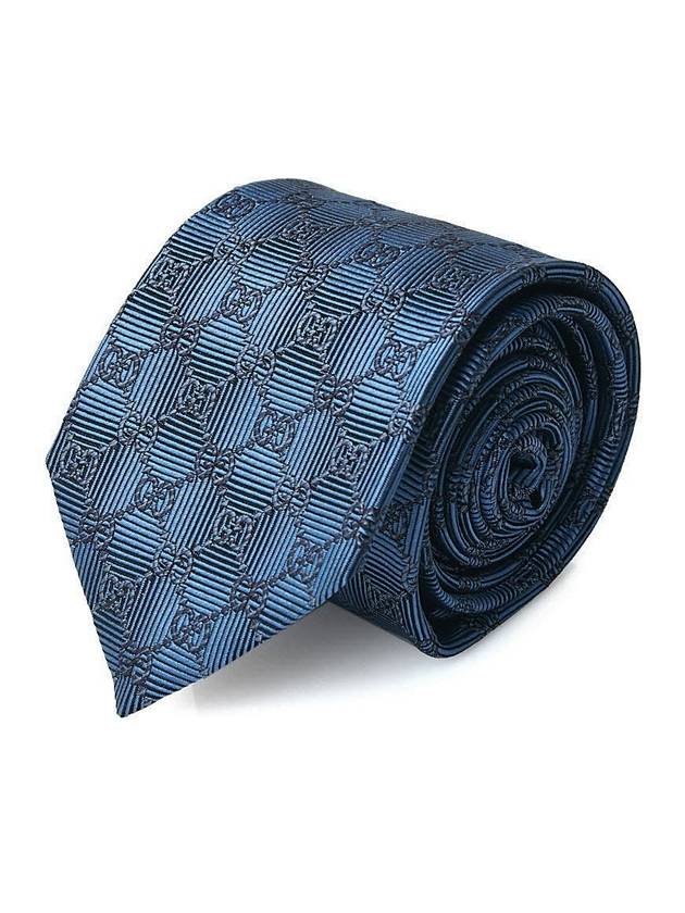 Luxury Gucci Trending 2025 GG Pattern Slim Silk Tie Blue