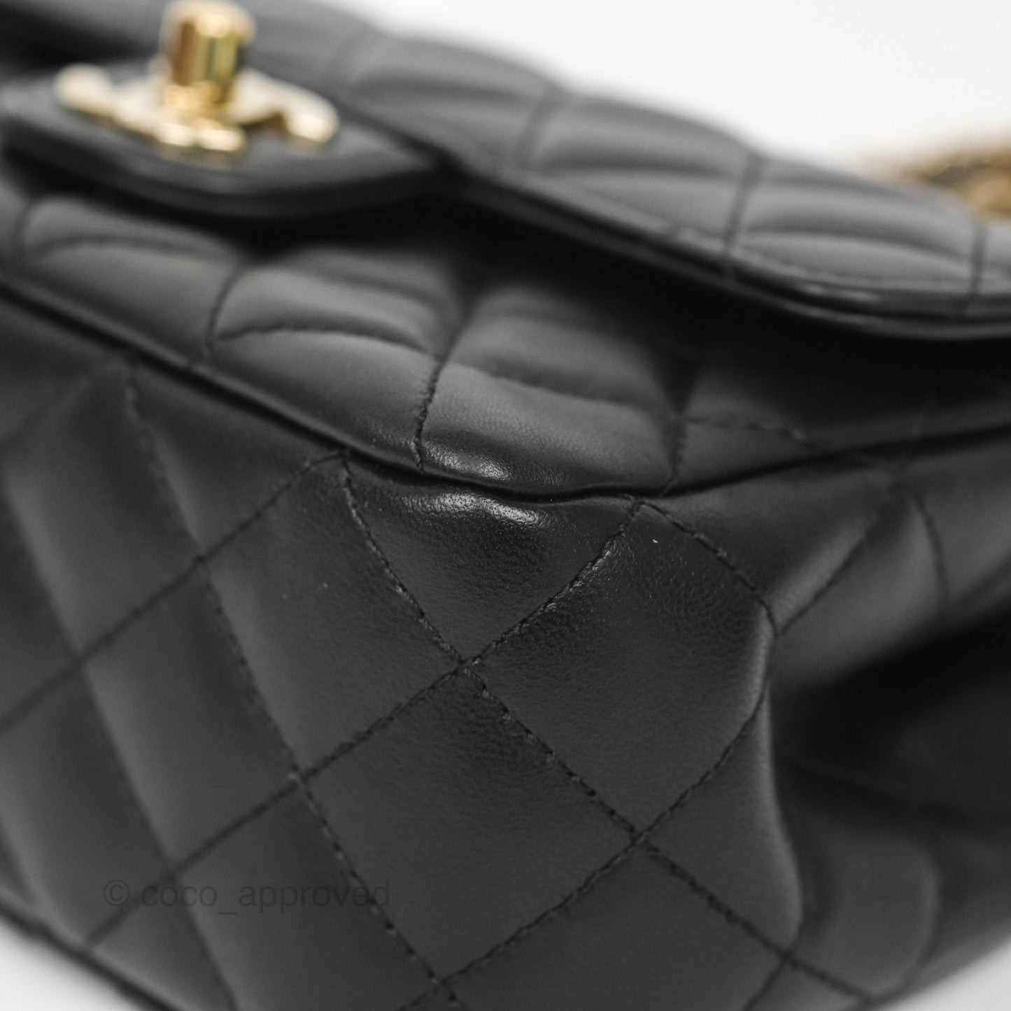 Chanel Crystals Top Handle Mini Rectangular Flap Bag Black Lambskin Gold Hardware 23A