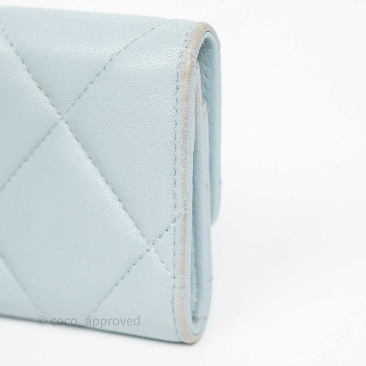 Chanel 19 Flap Card Holder Light Blue Lambskin