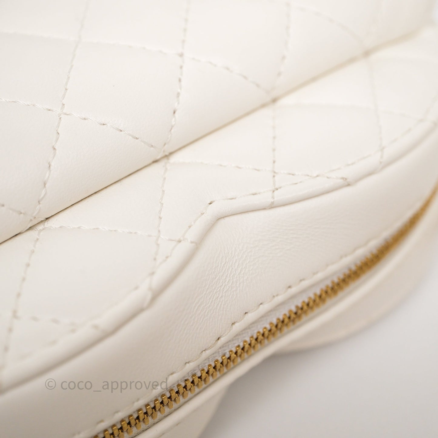 Chanel Large Heart Bag White Lambskin Gold Hardware