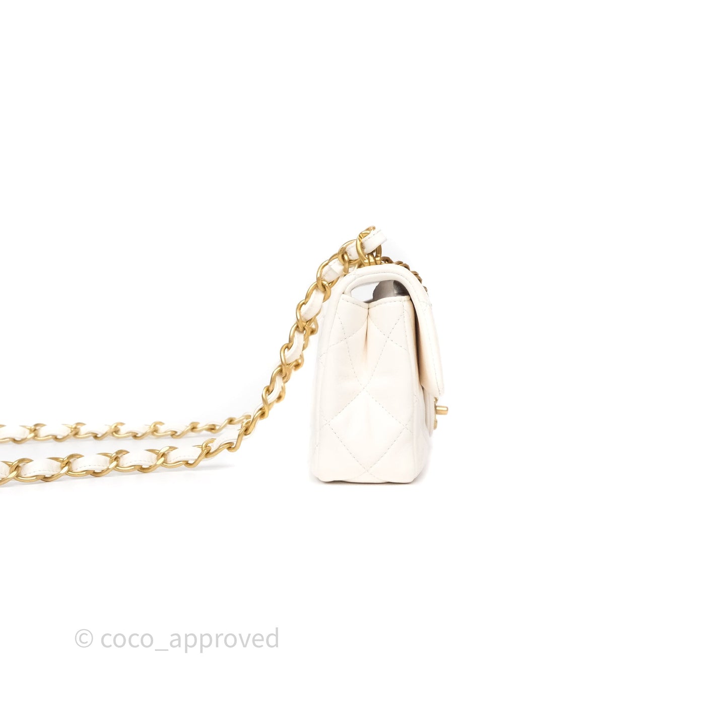 Chanel Small Fancy Jewel Flap White Shiny Lambskin Aged Gold Hardware 23S