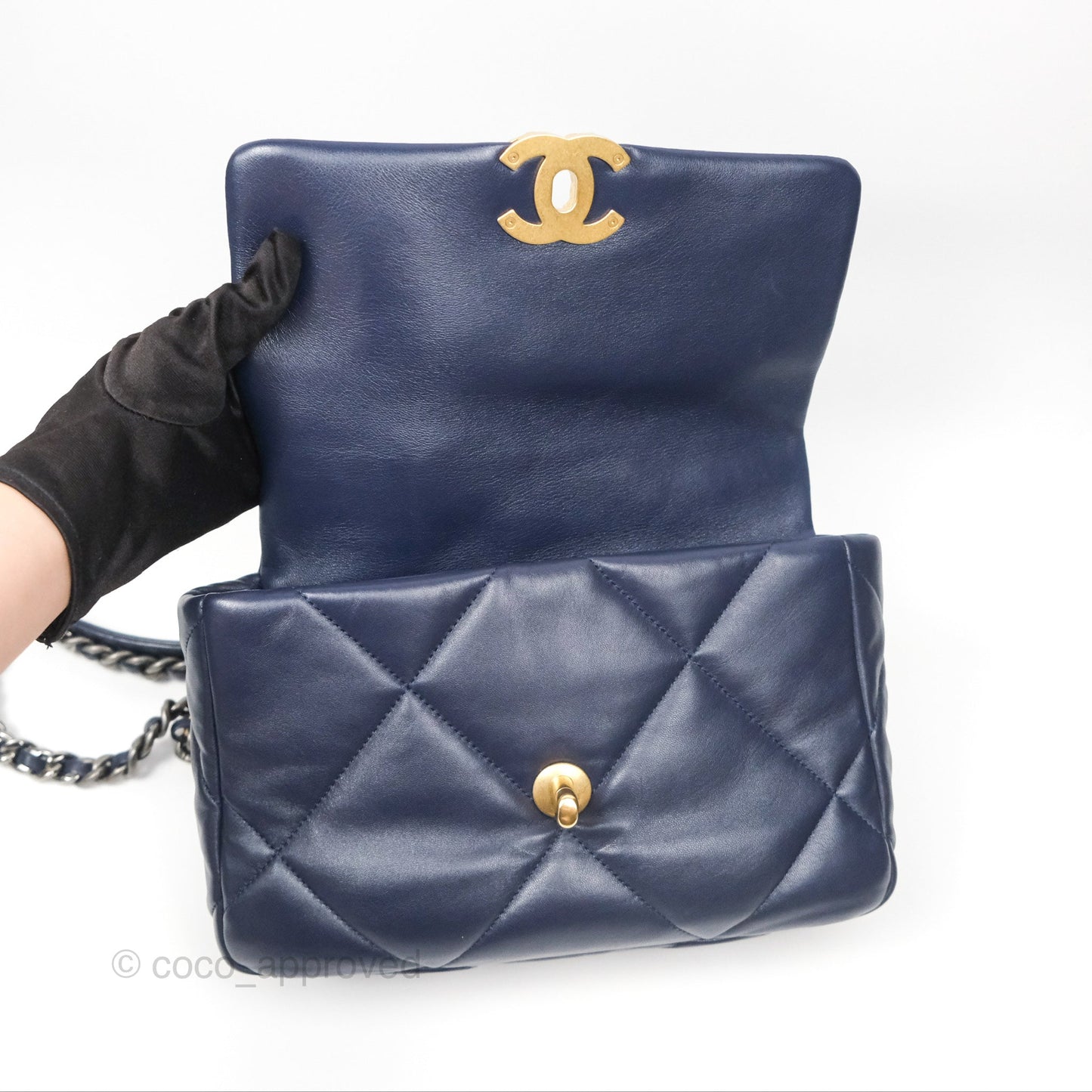 Chanel 19 Small Dark Navy Mixed Hardware