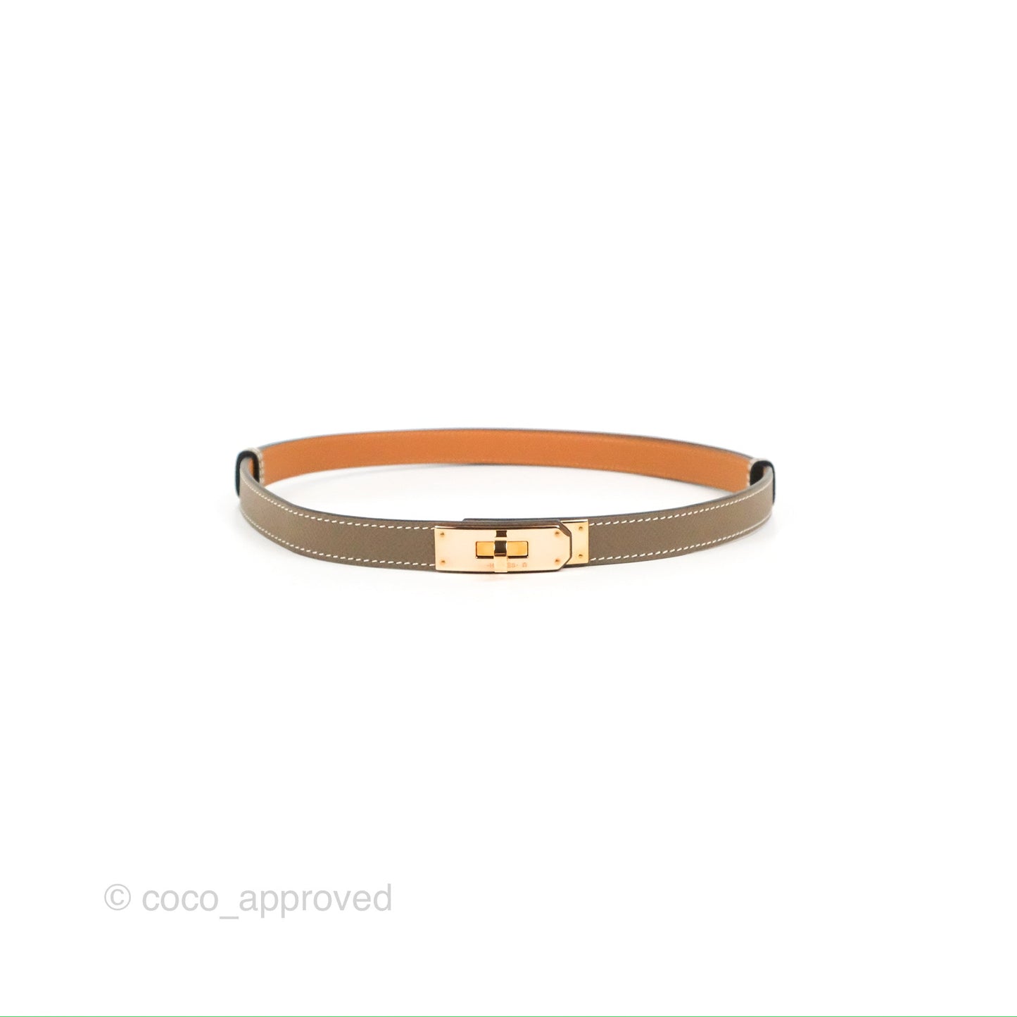 Hermès Kelly Buckle Belt Etoupe Epsom Rose Gold Hardware